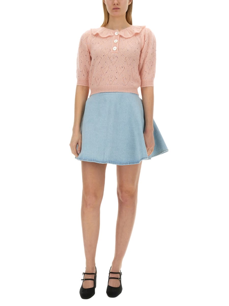Shop Alessandra Rich Hearts Jersey In Pink