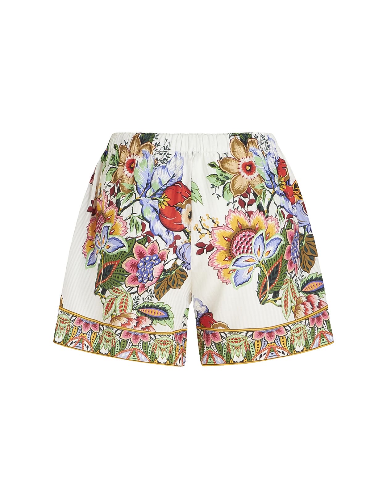 Shop Etro Multicolor Bouquet Shorts In White