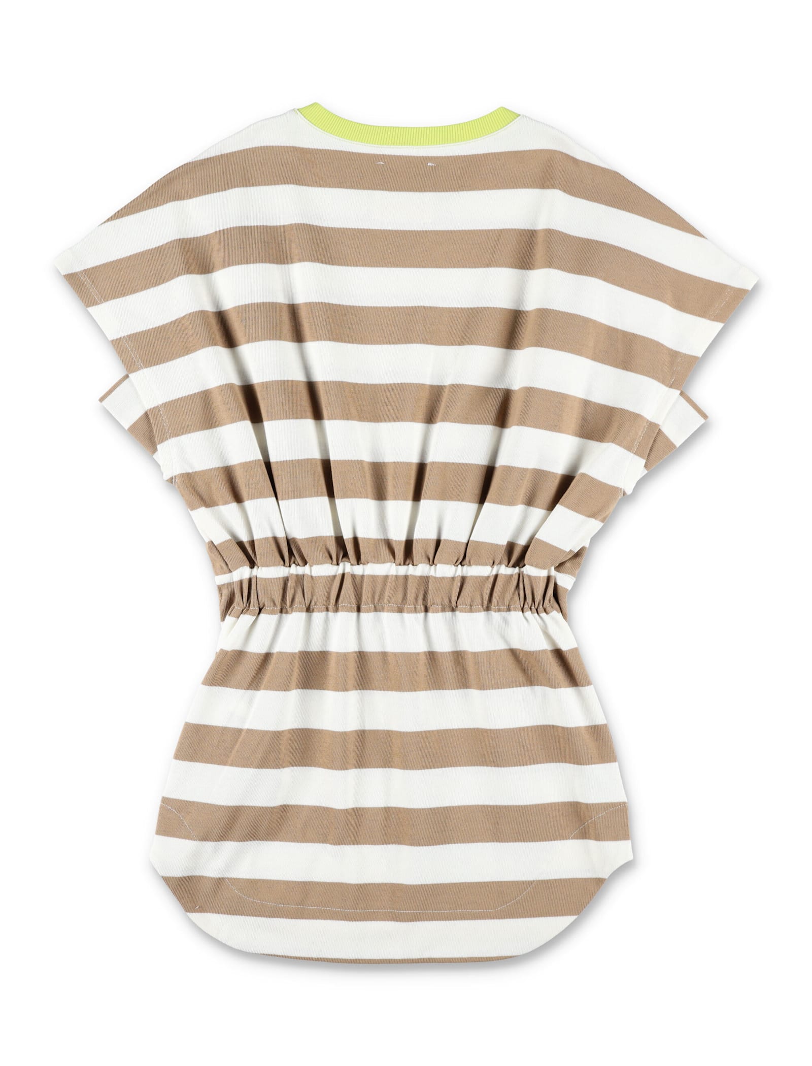Douuod Striped Dress In White Brown Stripes