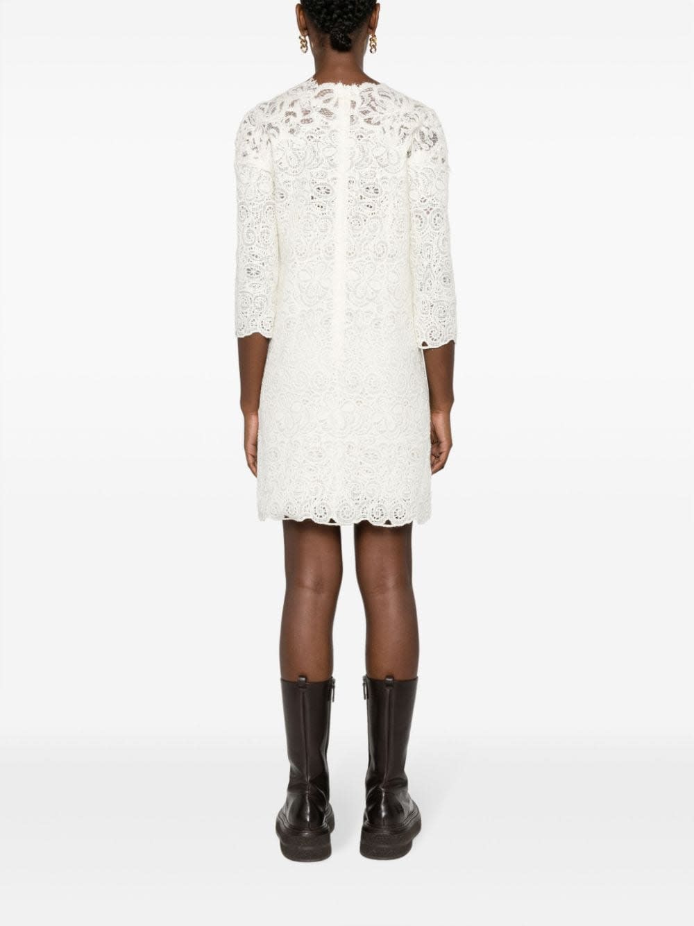 Ermanno Scervino Guipure Lace Shift Minidress In White