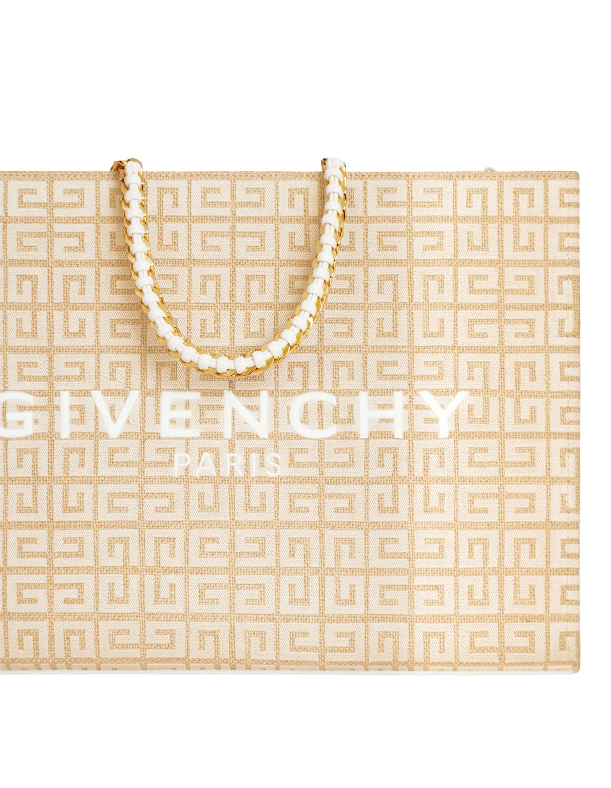Shop Givenchy Medium G-tote Bag In Natural 4g Jute In White