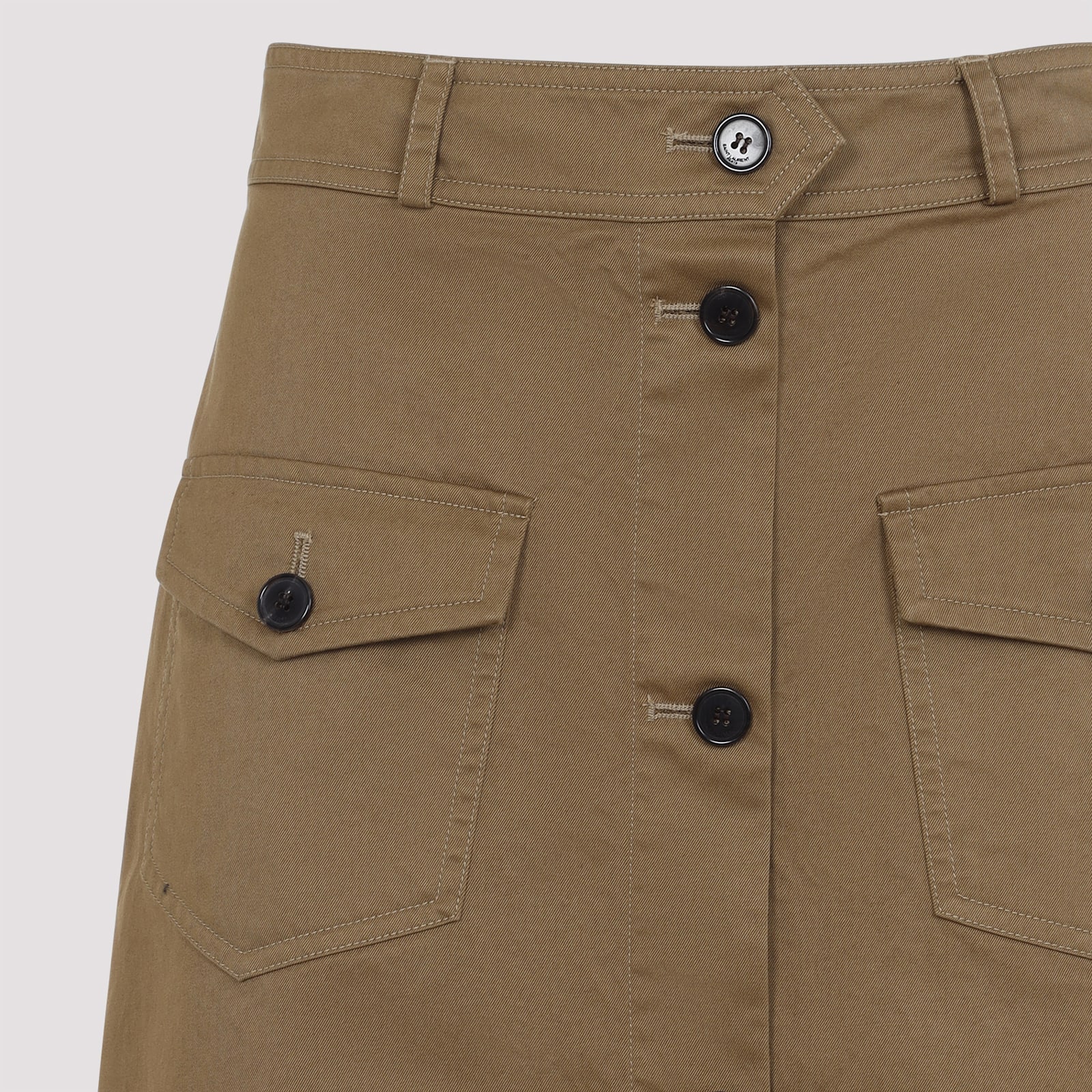 Saint Laurent Midi Skirt In Chatain