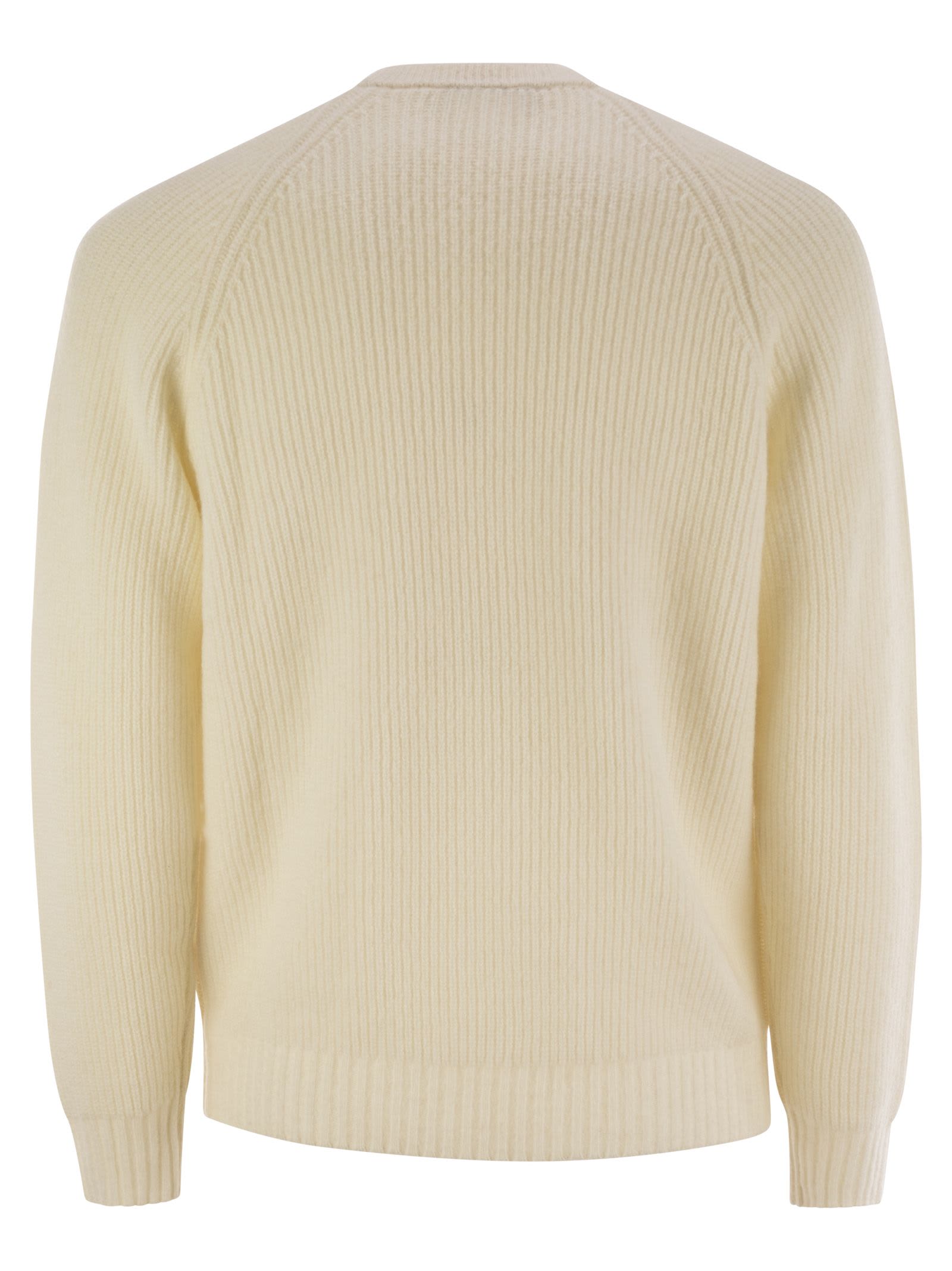 Shop Peserico Crew-neck Rib Sweater In White