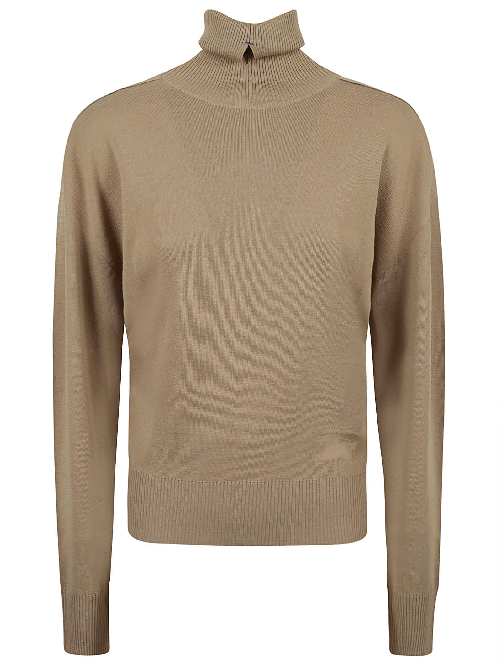 Shop Burberry Ekd Motif Turtleneck Knitted Jumper In Flax