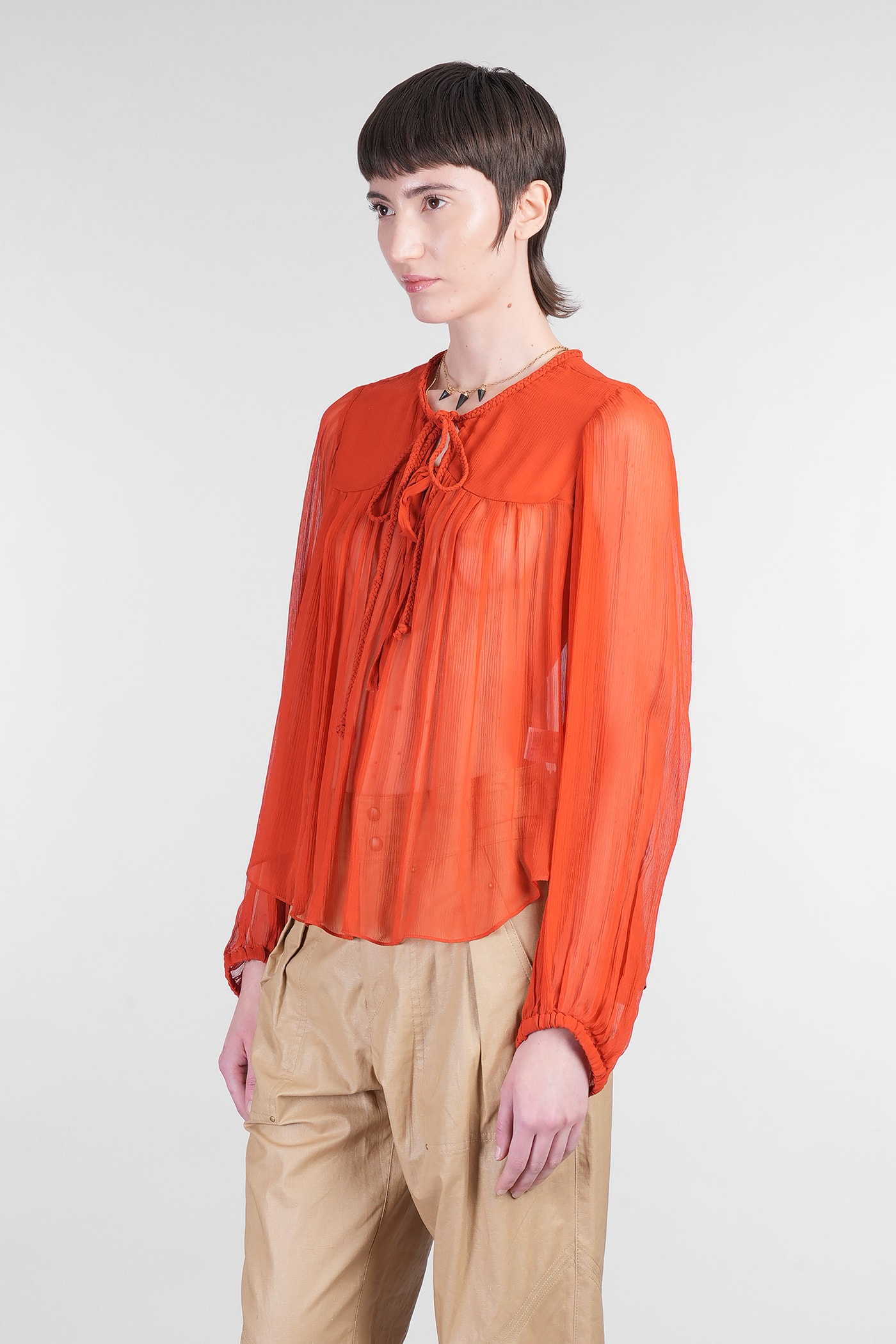 Shop Isabel Marant Ametissa Blouse In Orange Silk