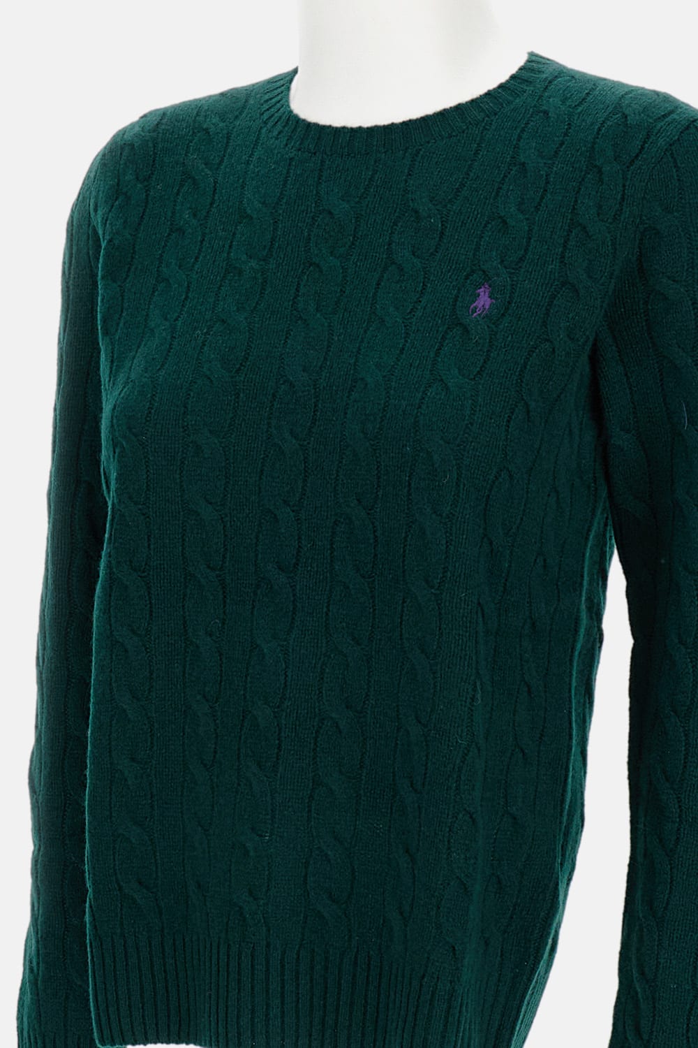 Polo Ralph Lauren Wool And Cashmere Cable Knit Crew Neck Sweater In Green