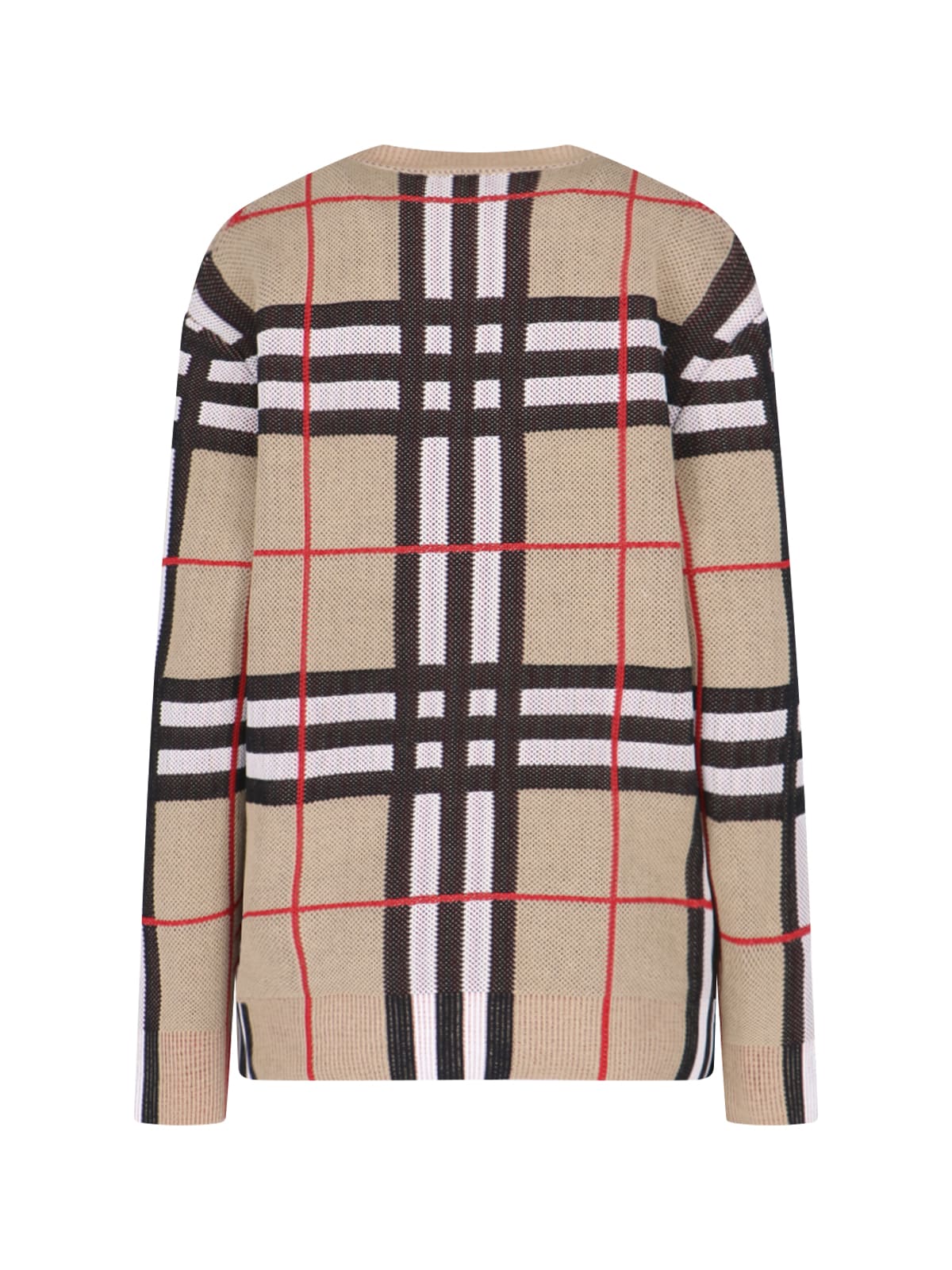 Shop Burberry Check Pattern Cardigan In Beige