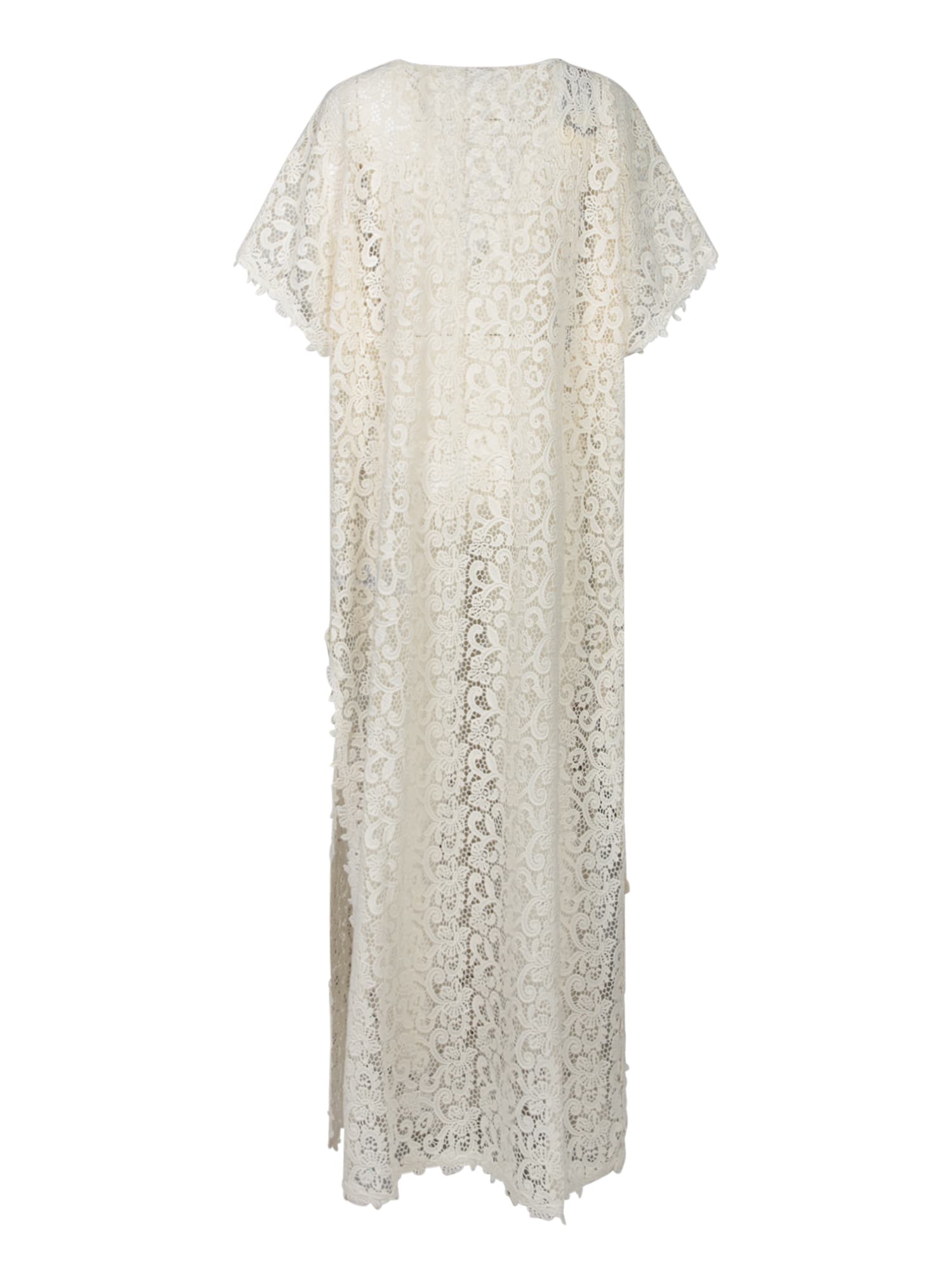 Ermanno Scervino Long Macrama Lace Cardigan With A V-neckline