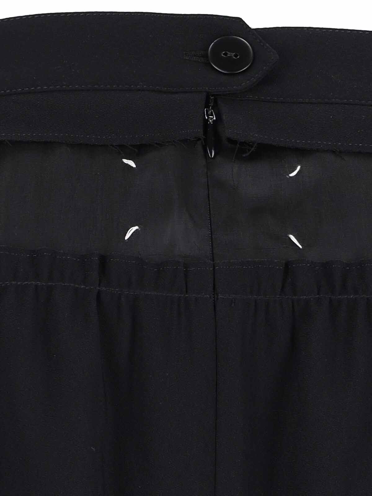 Maison Margiela High-waisted Midi Skirt With Sheer Panel Detail In Black