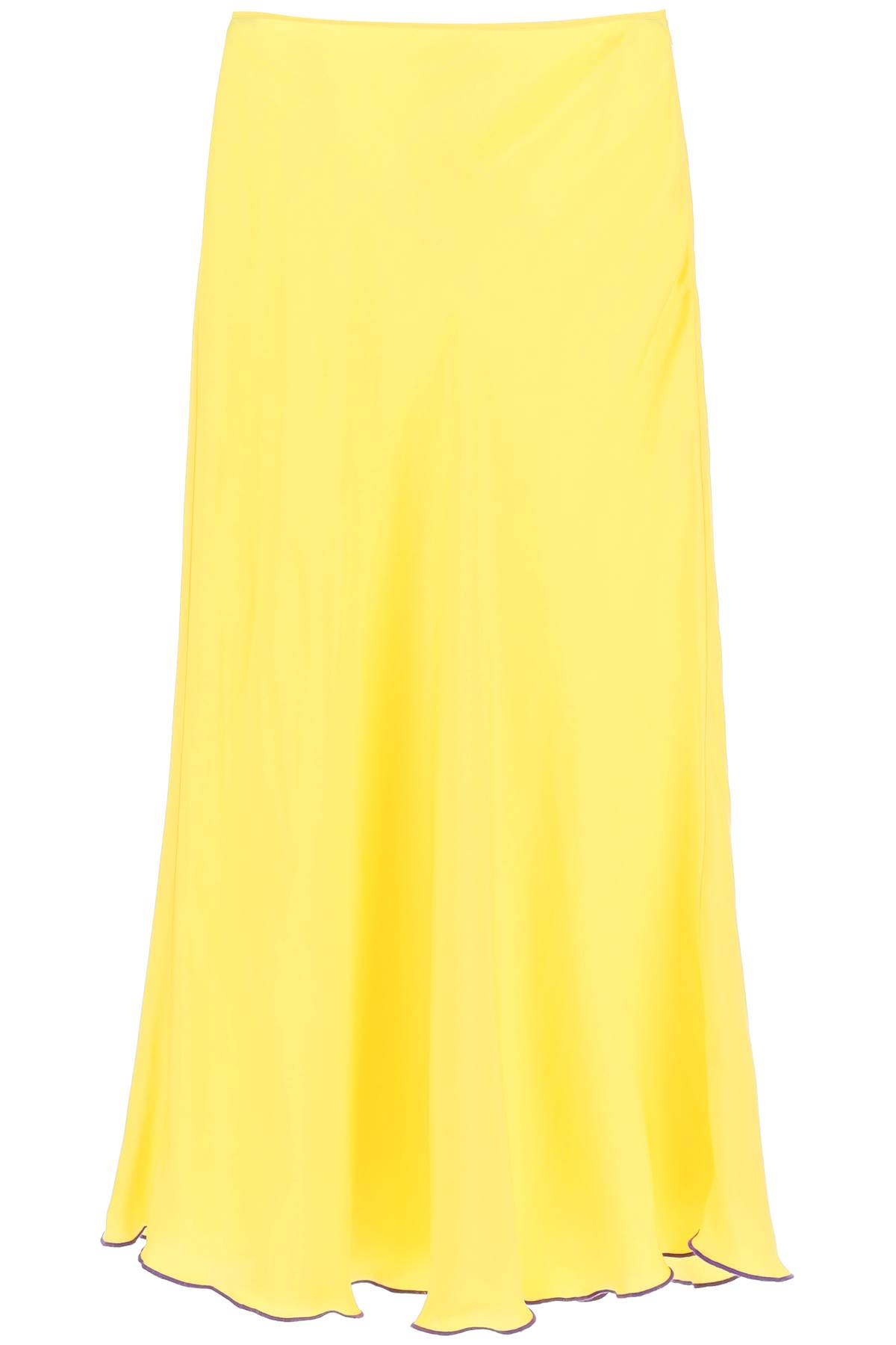 Shop Siedres Prim Satin Midi Skirt In Yellow (yellow)