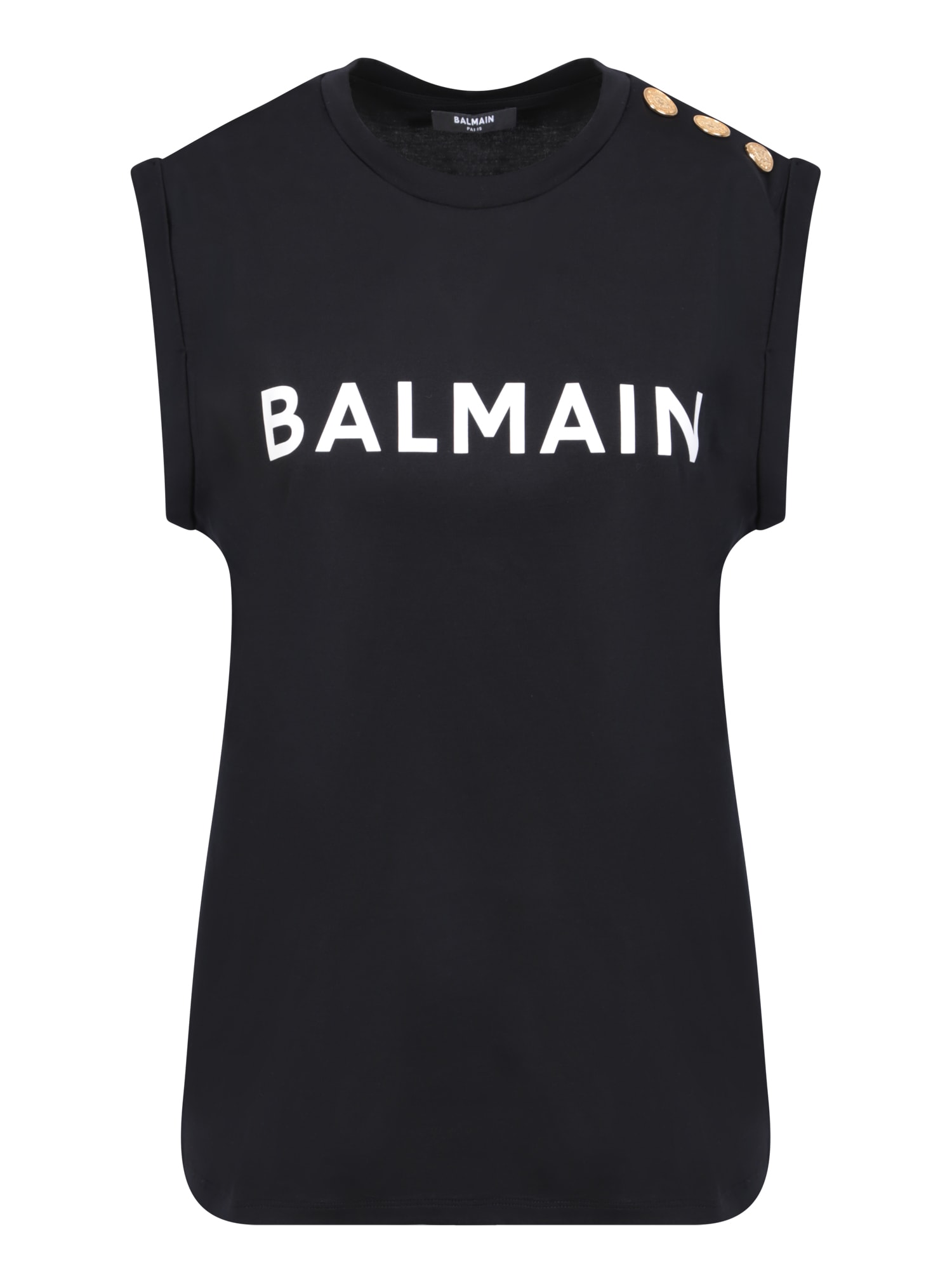 Shop Balmain Cap Sleeves T-shirt In Black