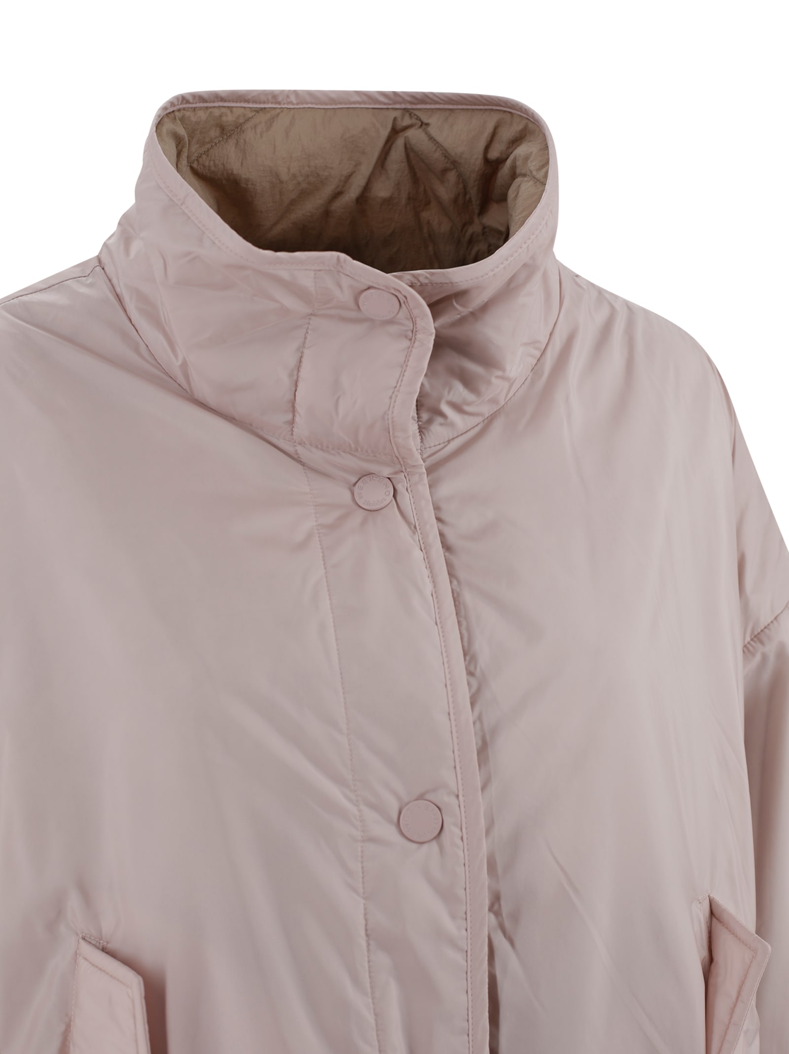 Weekend Max Mara Reversible Waterproof Canvas Jacket With Adjustable Drawstring In Neutral