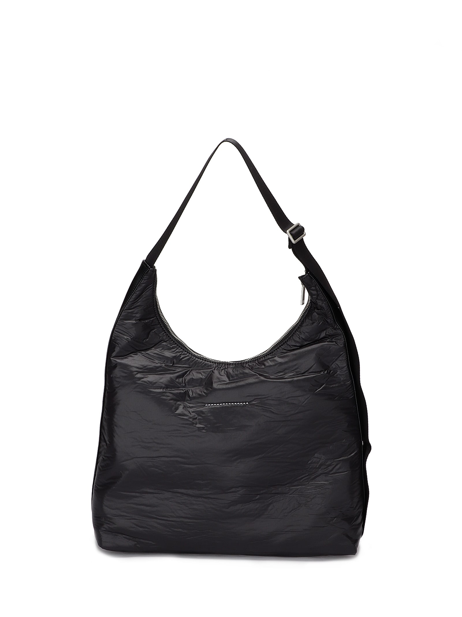 Shop Mm6 Maison Margiela Crunched Nylon Bag In Black