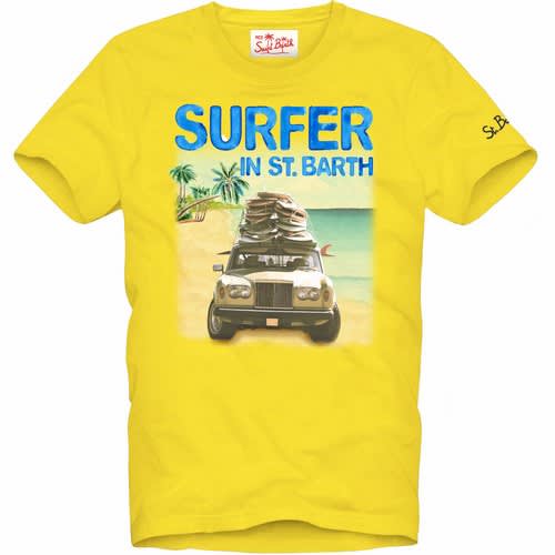MC2 Saint Barth T-shirt Stampa Surfer In St Barth Gialla Tshirtman02424b