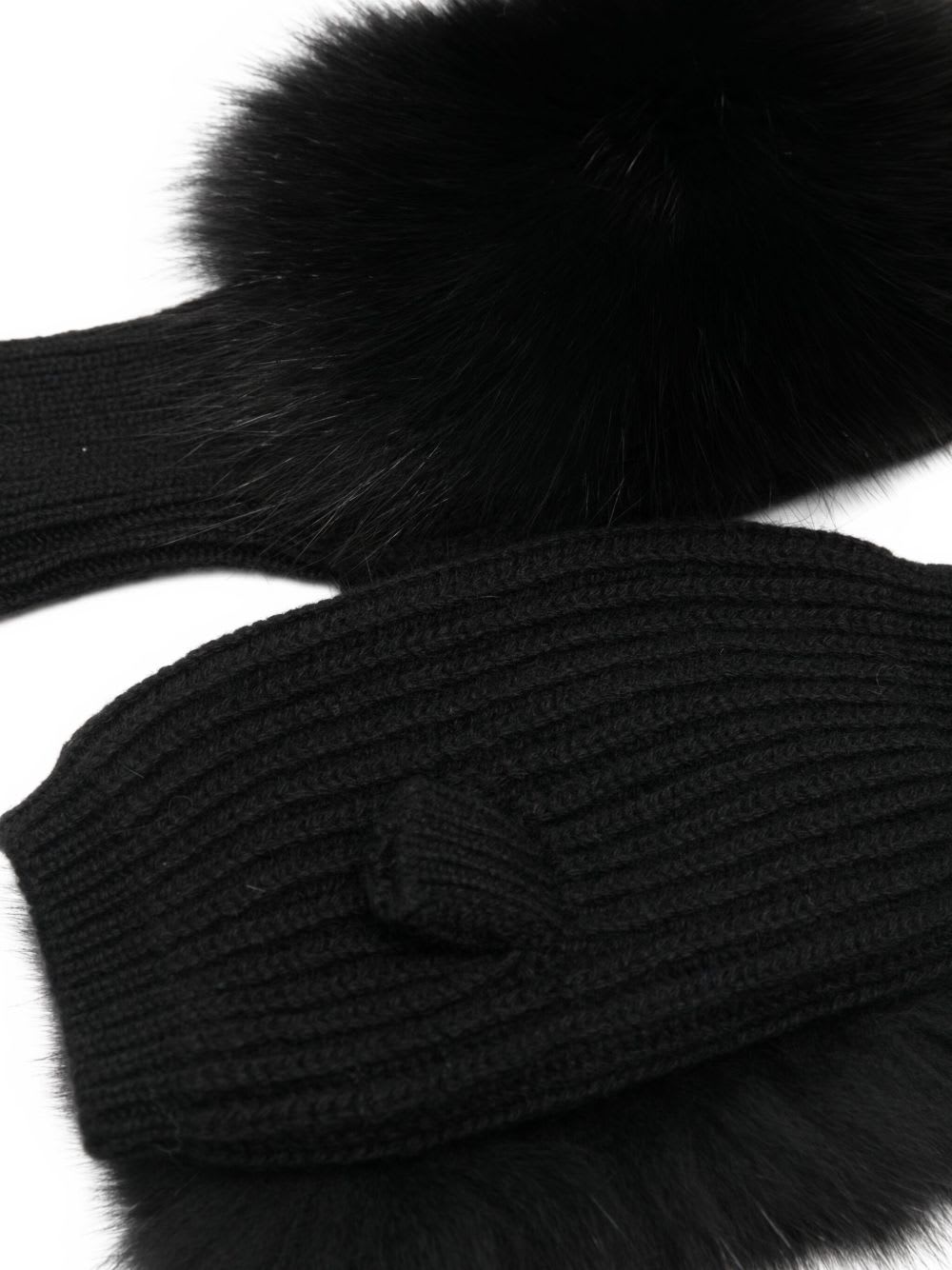 Alpo Cashmere Fur Gloves In Black