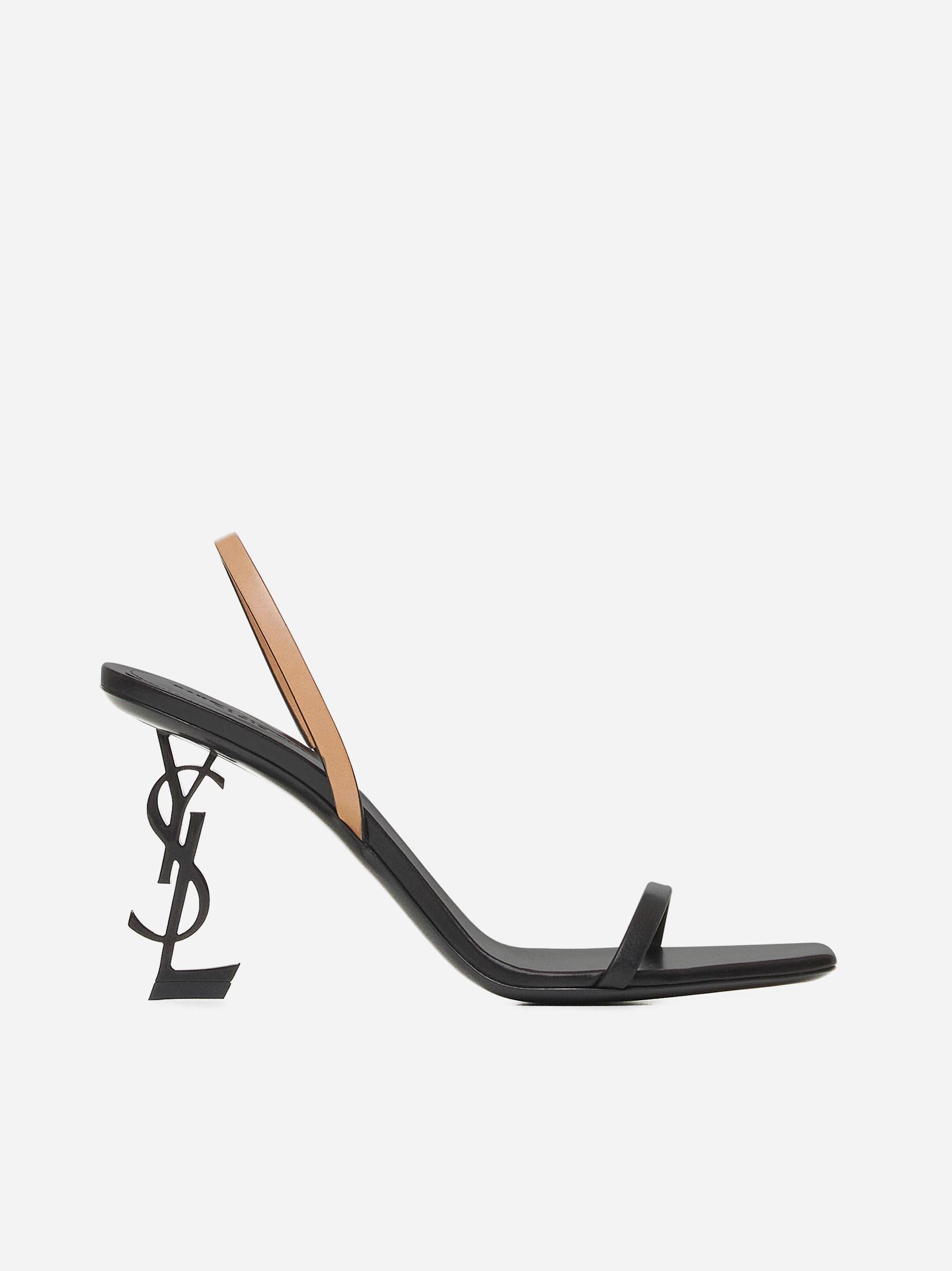 Shop Saint Laurent Opyum Leather Sandals In Black