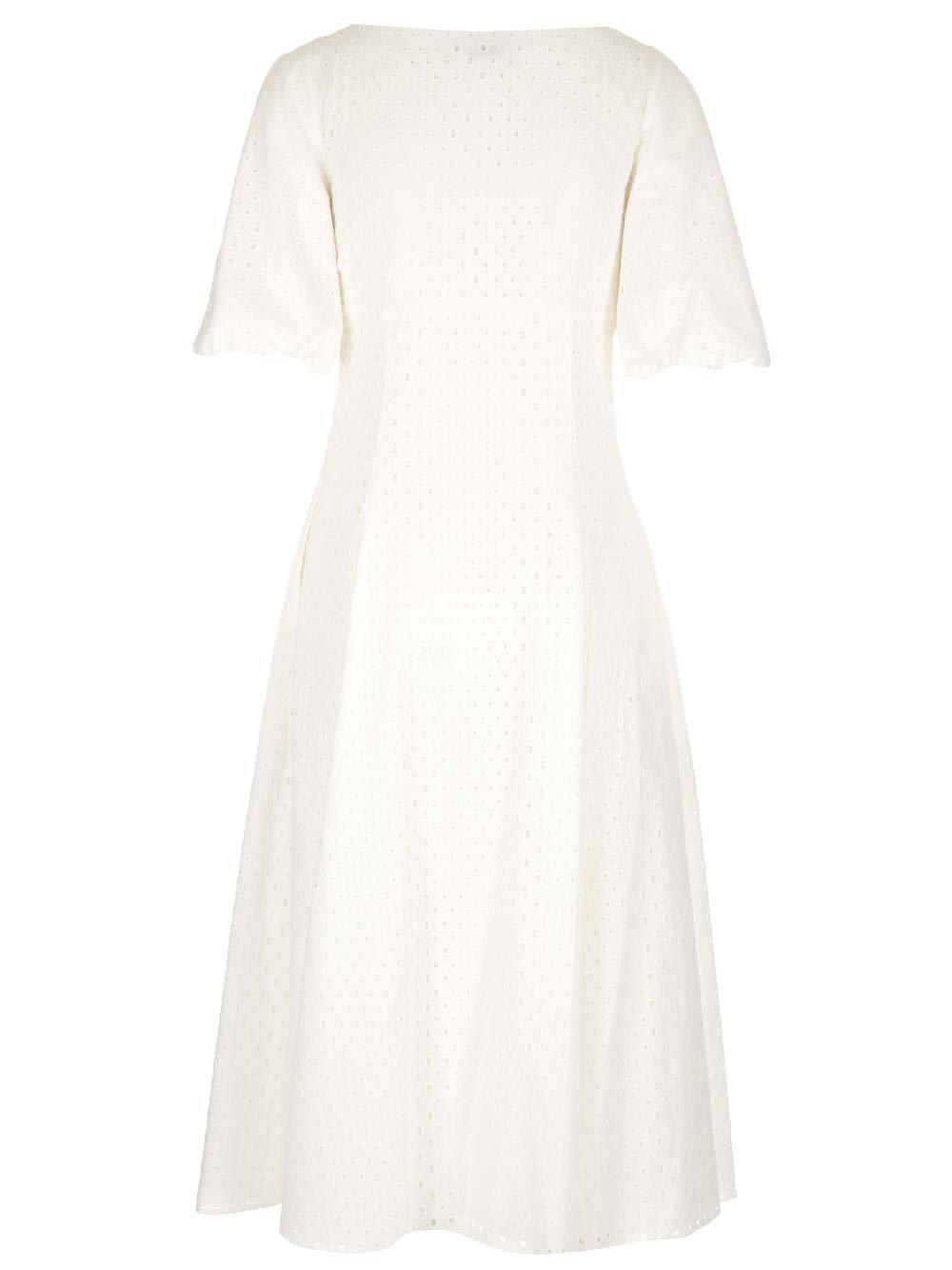 Shop Kenzo Short-sleeved Flared Midi Dress In White