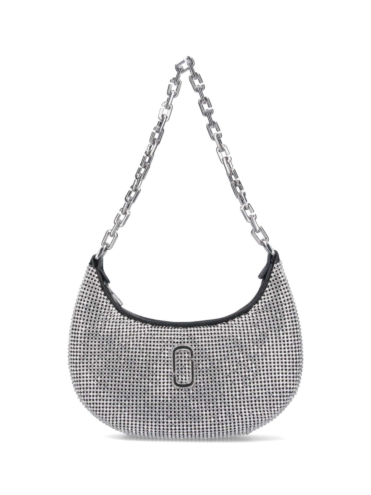 Shop Marc Jacobs Rhinestone Small Curve Shoulder Bag In Gray