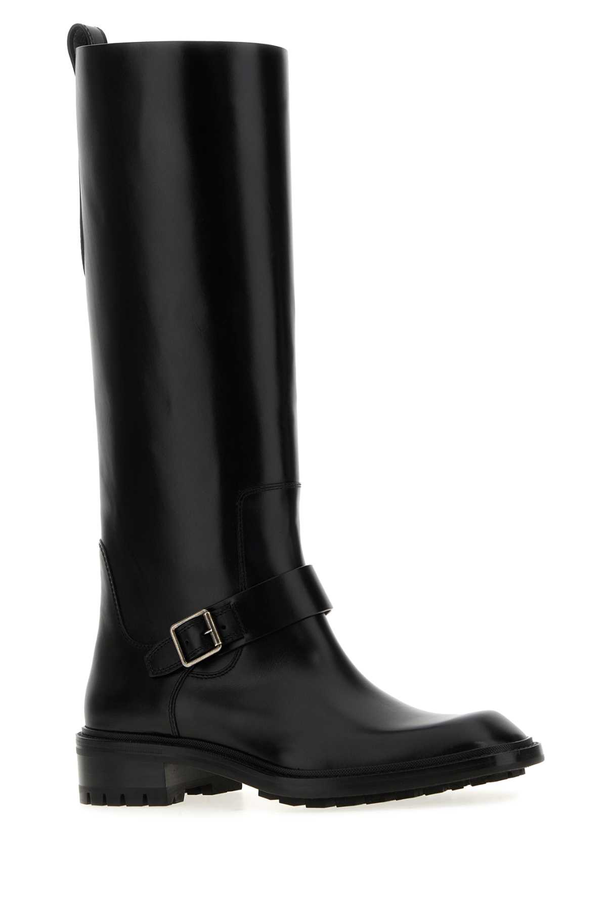 Saint Laurent Vadim Leather Ankle Boots With Buckle Detail In Black