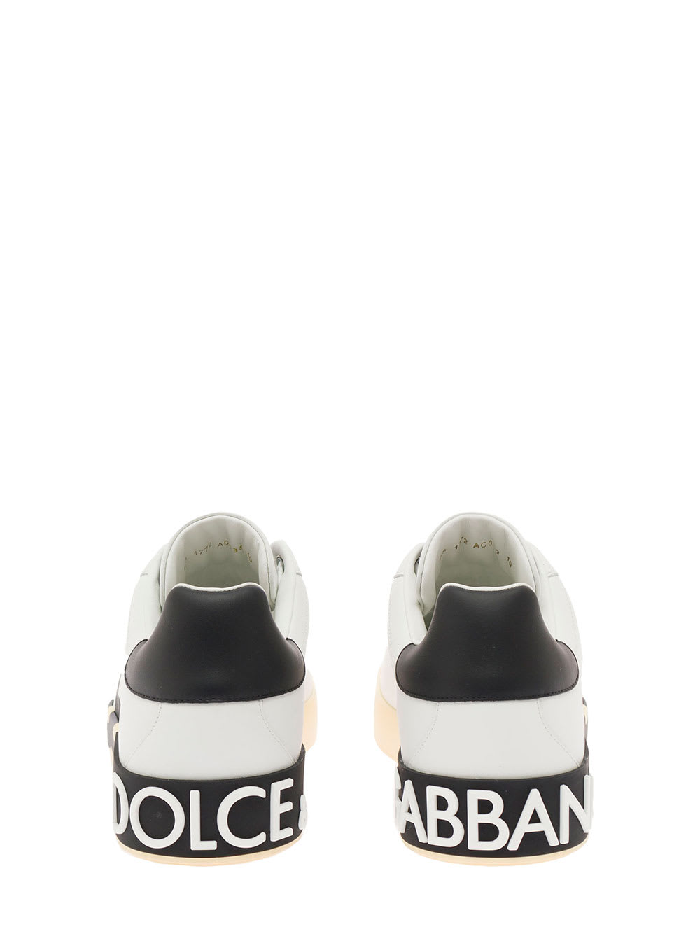 Shop Dolce & Gabbana Portofino White And Black Leather Sneakers  Man