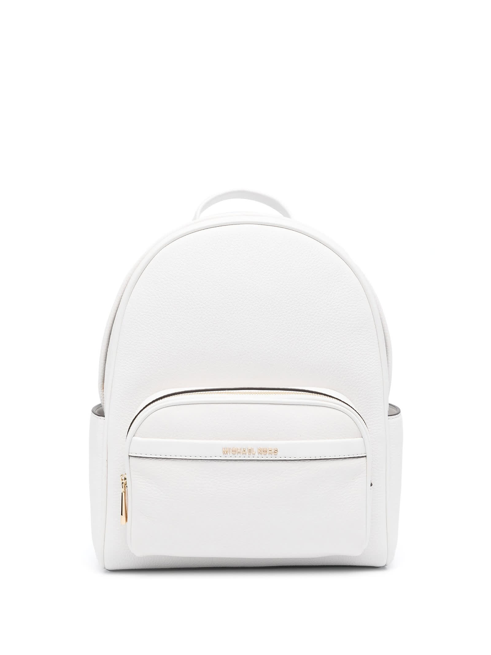 Shop Michael Kors Medium Bex Backpack In Pebbled Leather In Optic White