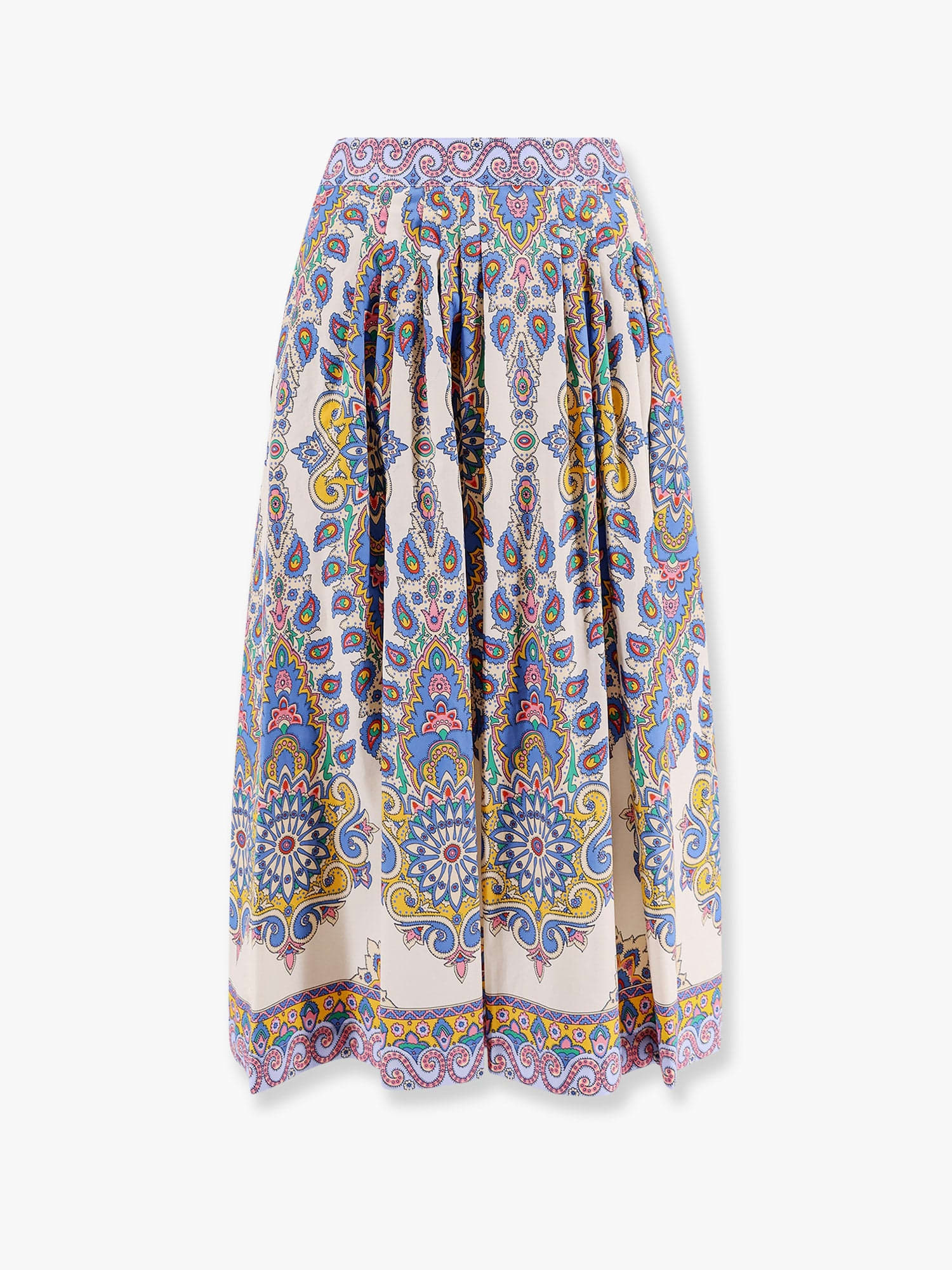 Shop Etro Cotton Skirt With Multicolor Print In Beige