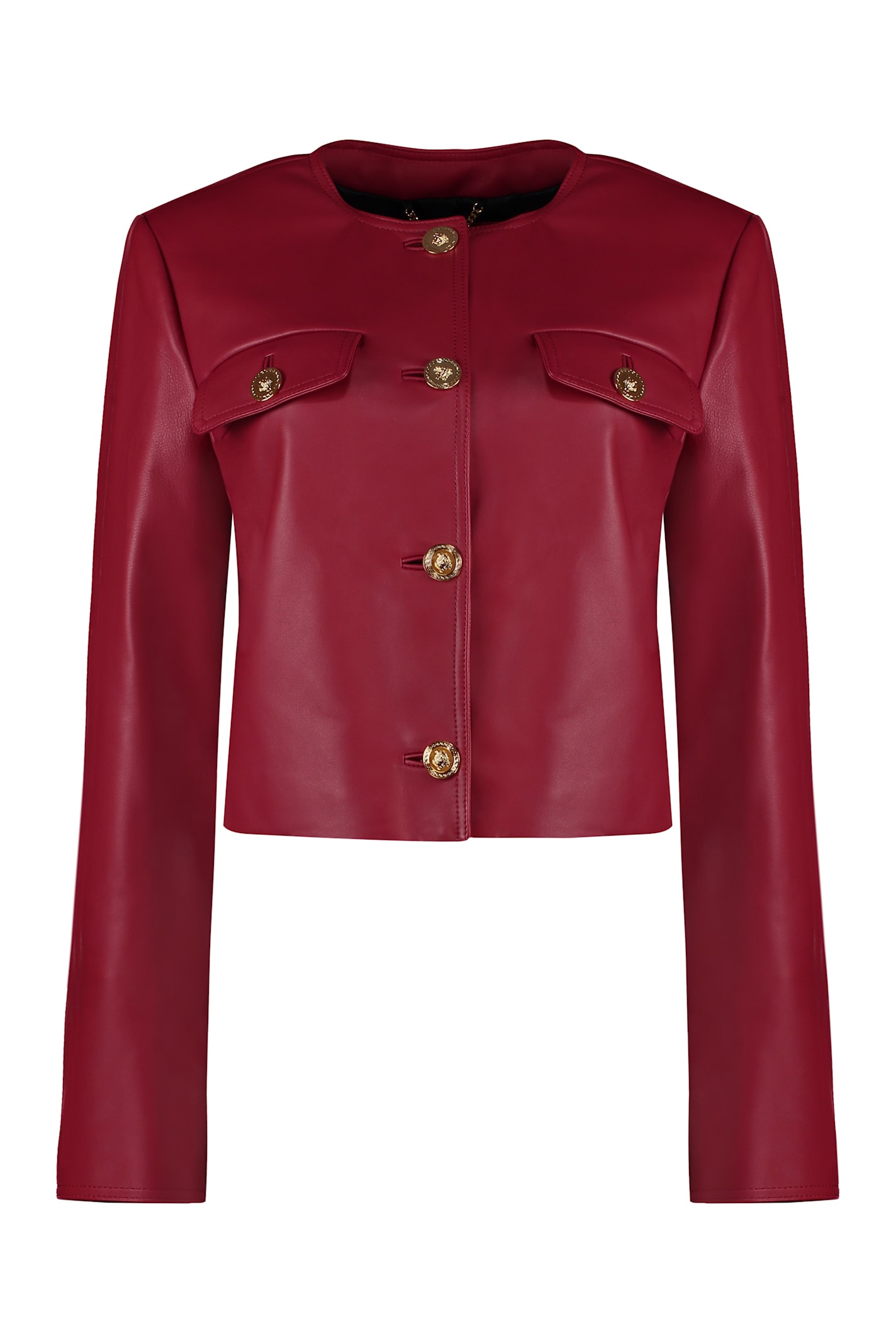 Shop Versace Leather Jacket In Red