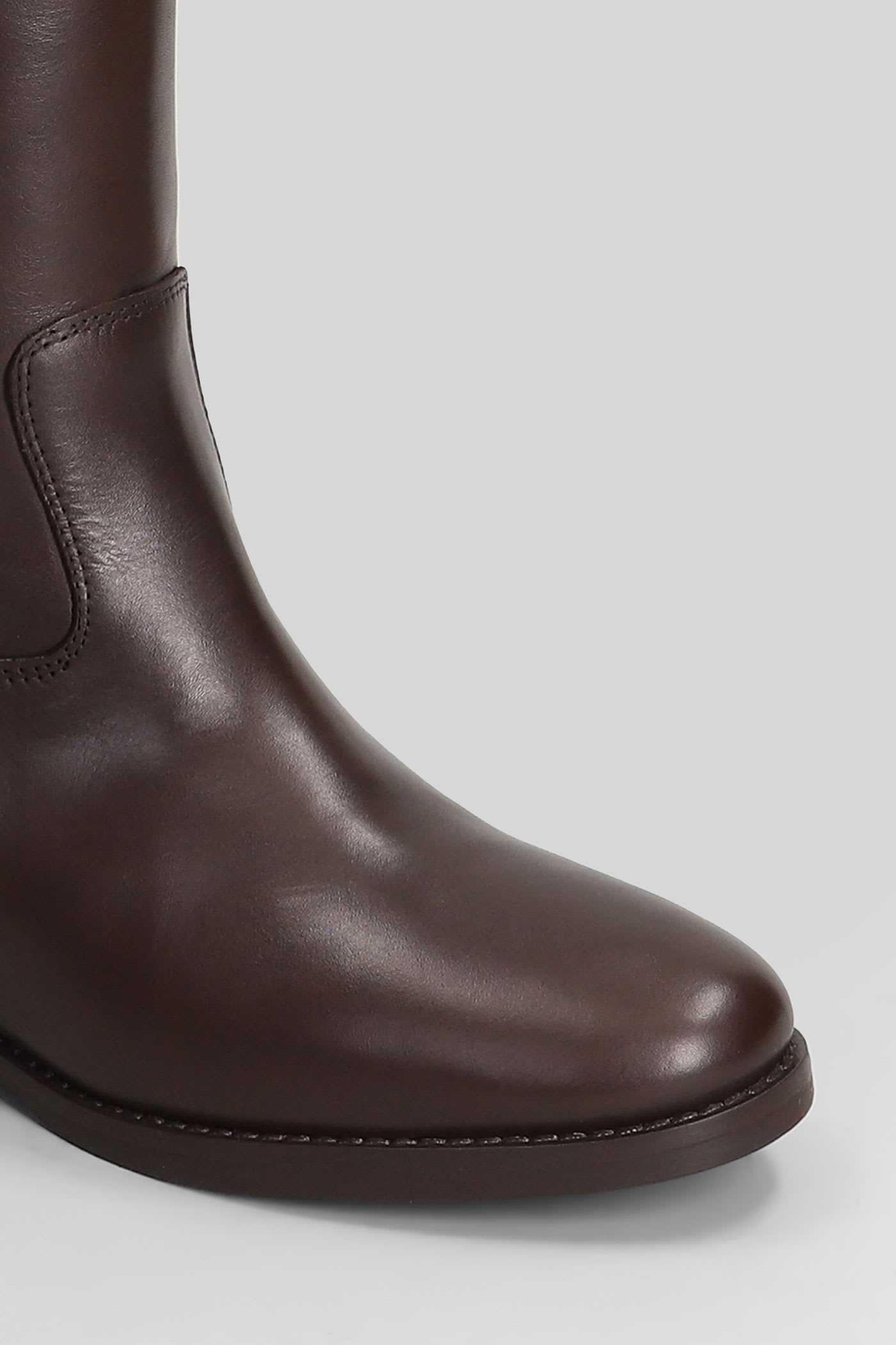Julie Dee In Dark Brown Leather In Brown