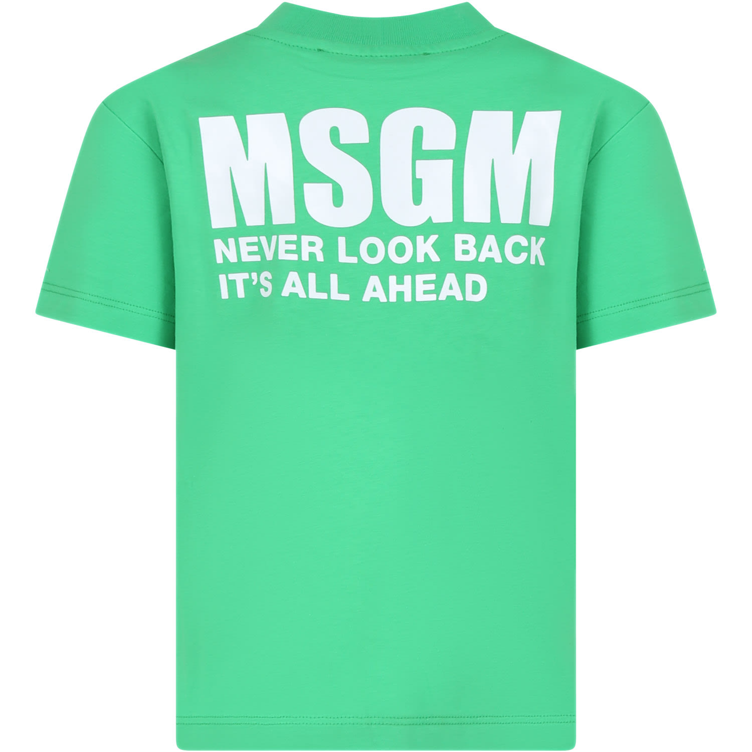 Msgm Green T-shirt For Kids With Logo In Verde