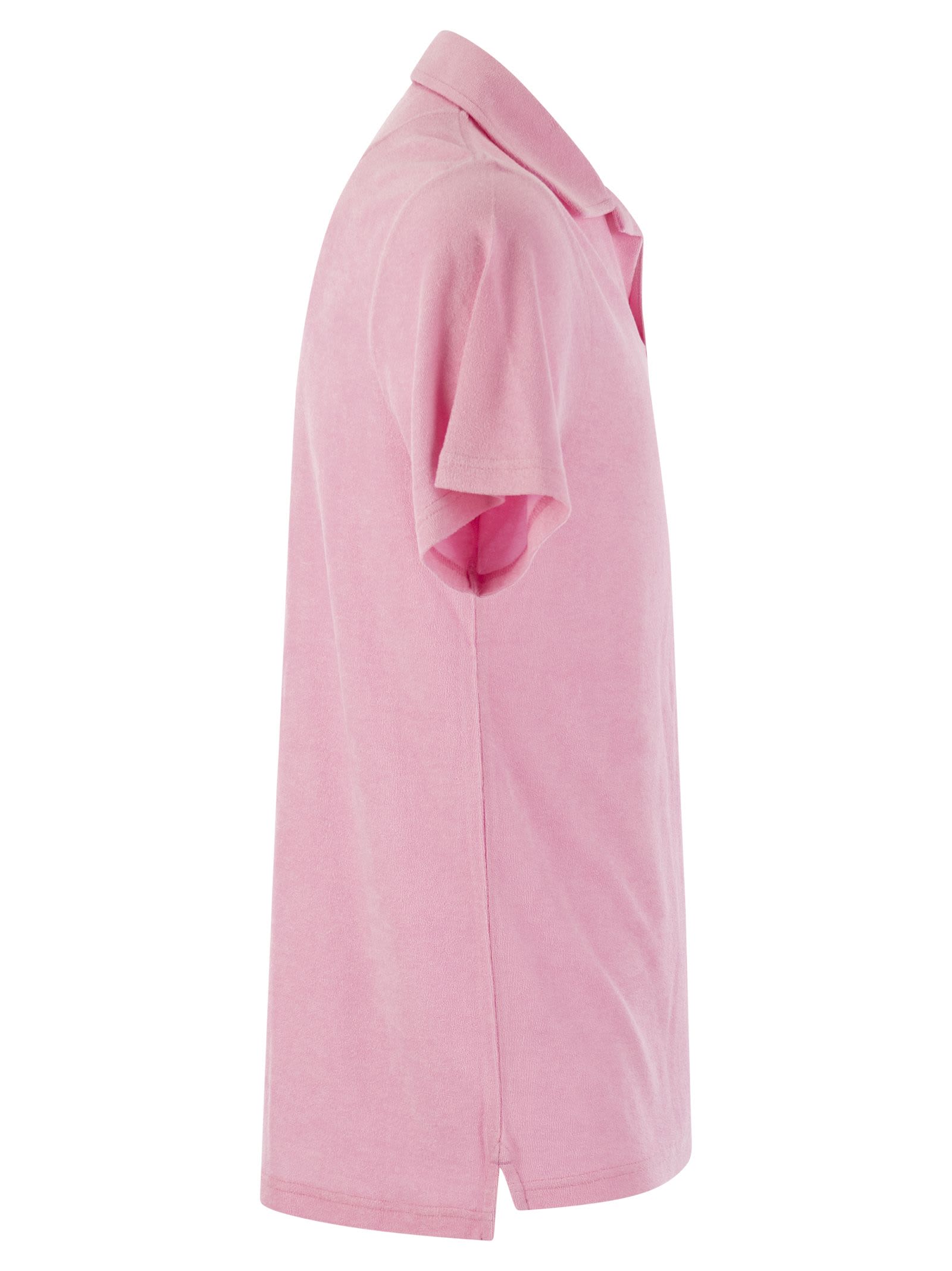 Mc2 Saint Barth Man Pink Terry Polo Shirt Jeremy In Pink