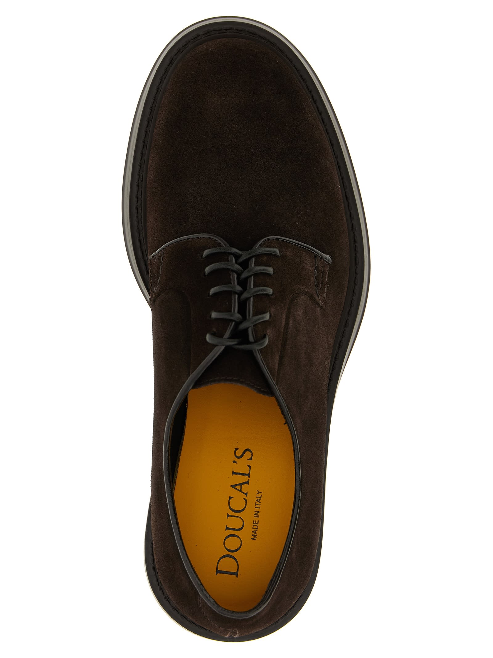 Doucal's Mink Suede Derby Lace-up Shoes In Brown