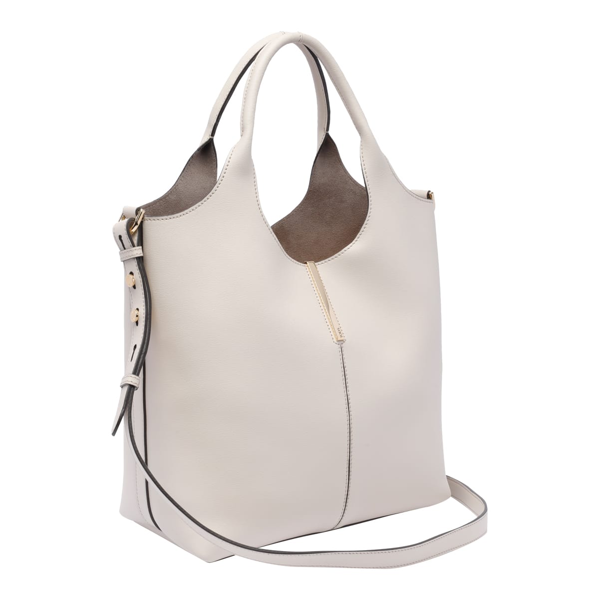 Tod's White Leather Shopping Bag In White