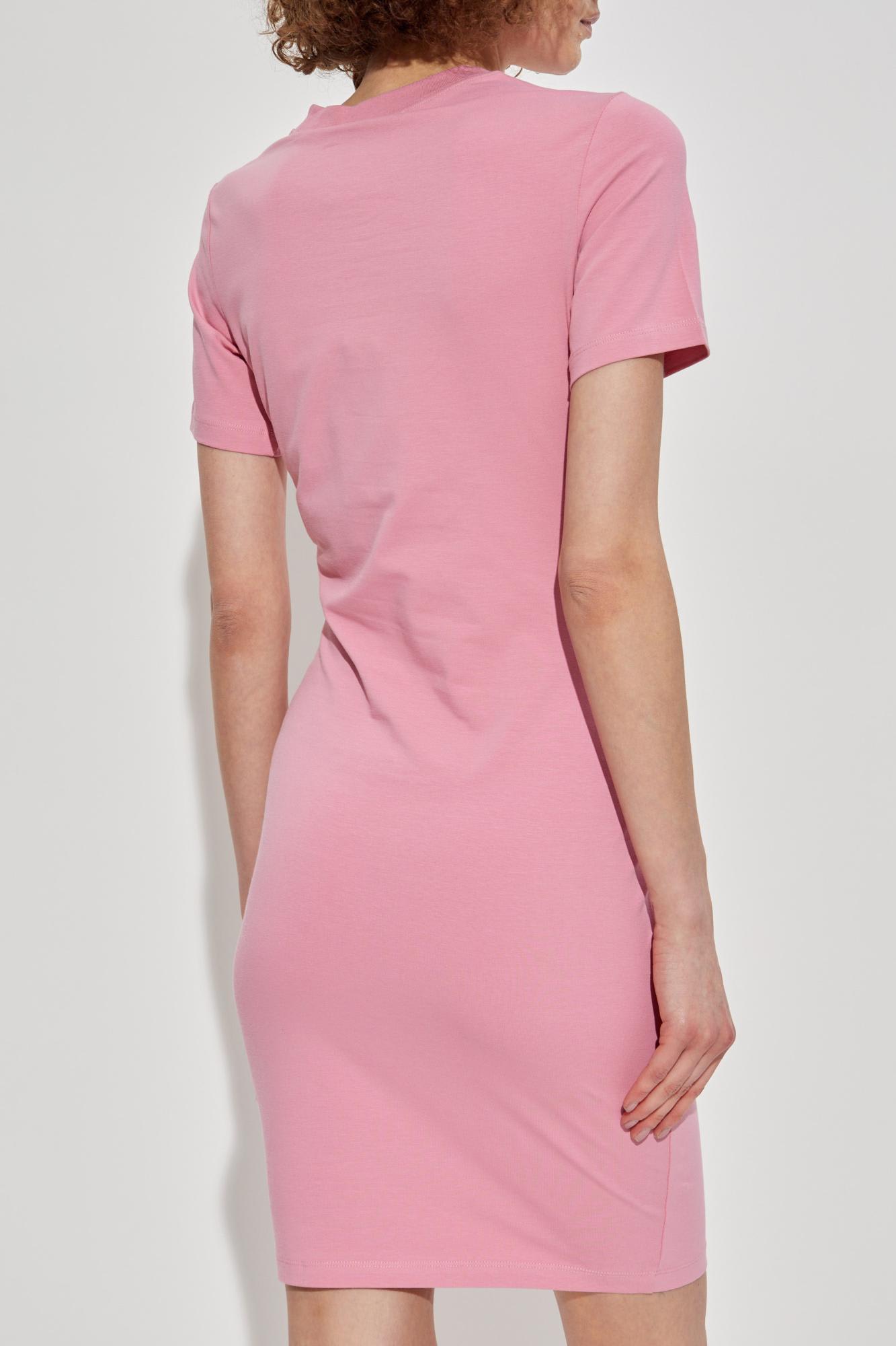 Versace Jeans Couture Dress With Printed Logo In Pink