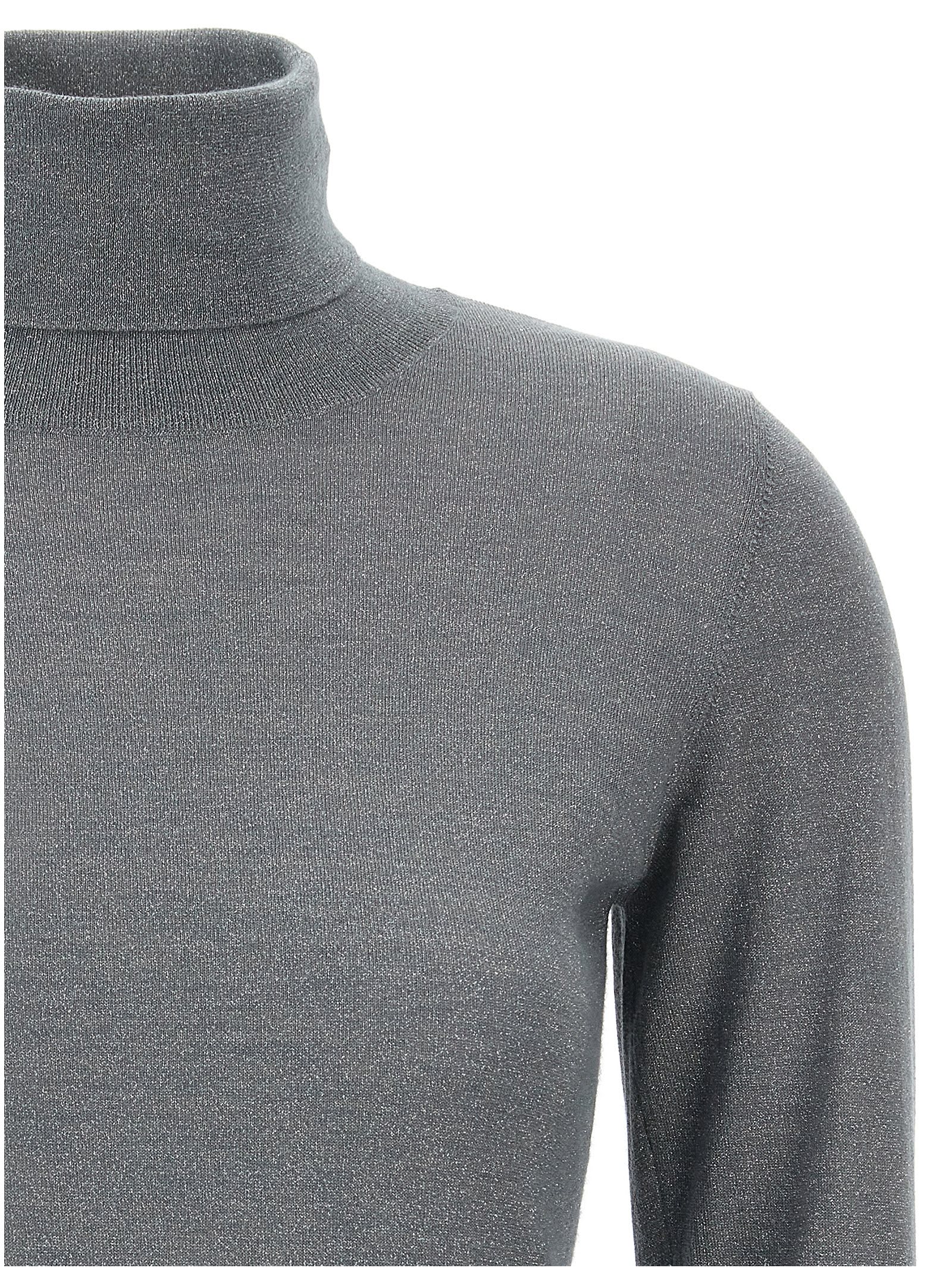 Shop Brunello Cucinelli Lurex Turtleneck Sweater In Gray