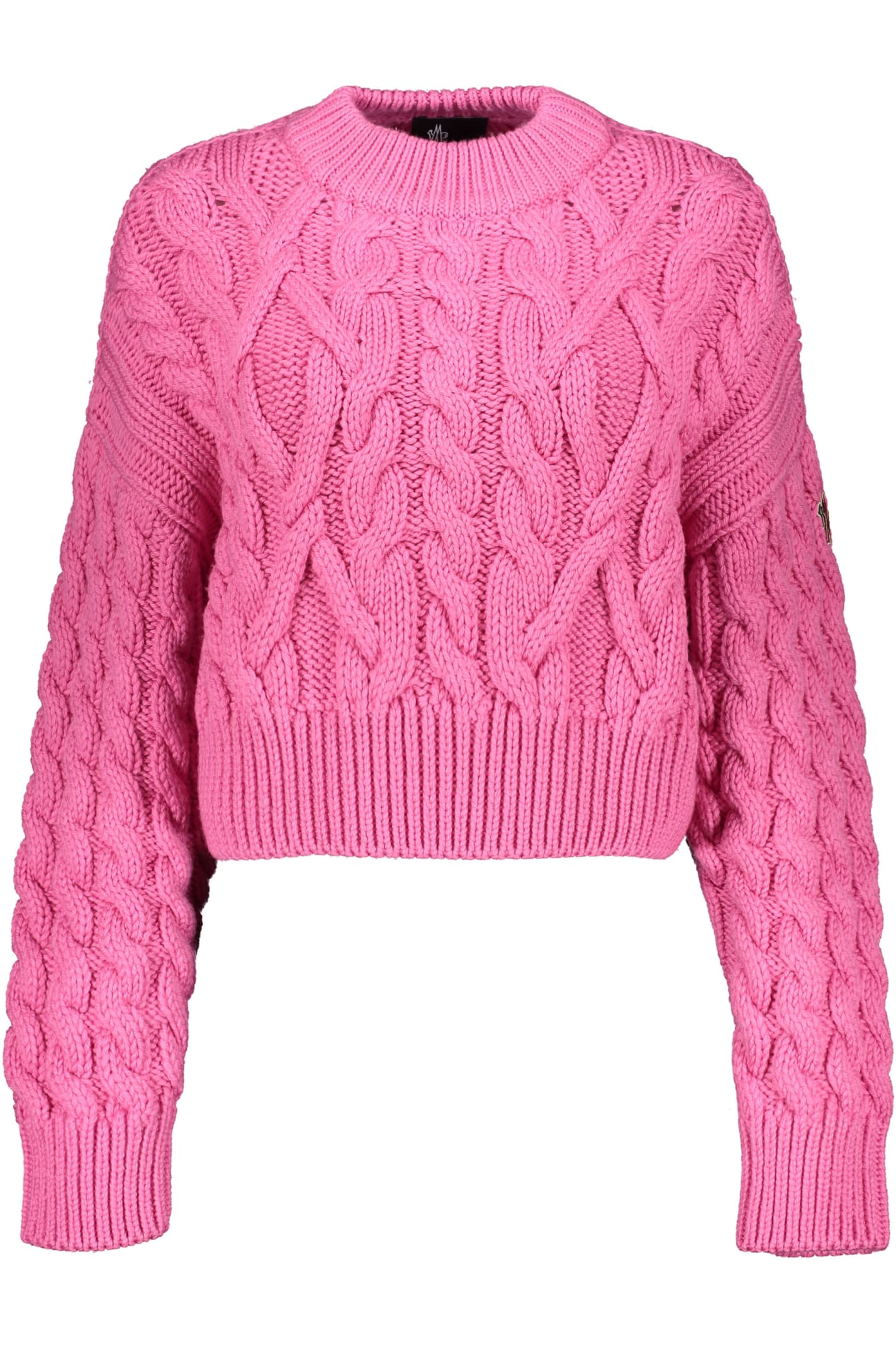 Moncler Tricot-knit Wool Sweater In Pink