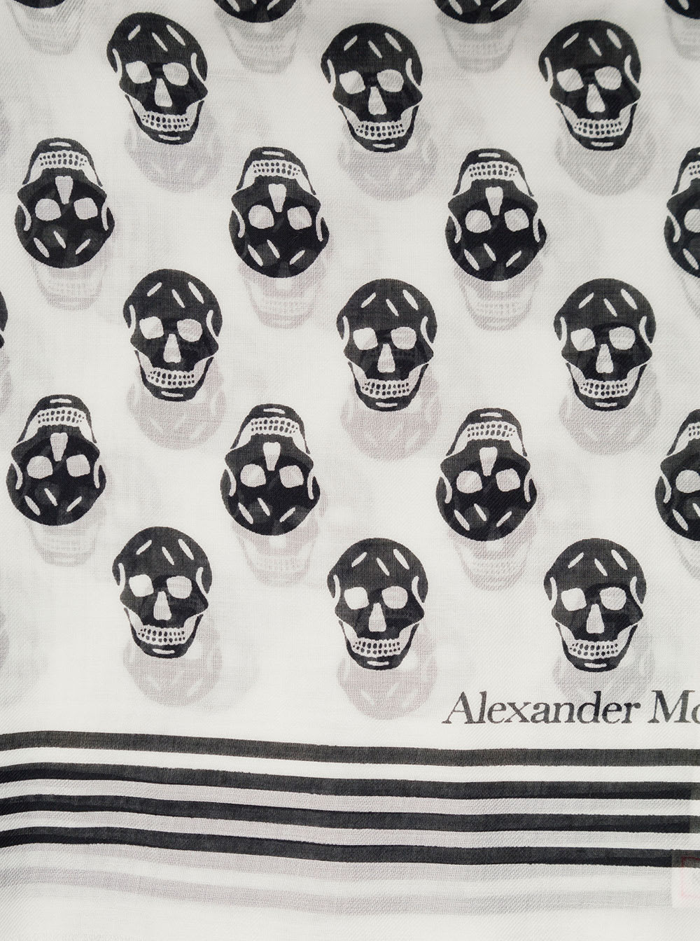 Shop Alexander Mcqueen Womans Biker Skull White And Black Modal Scarf