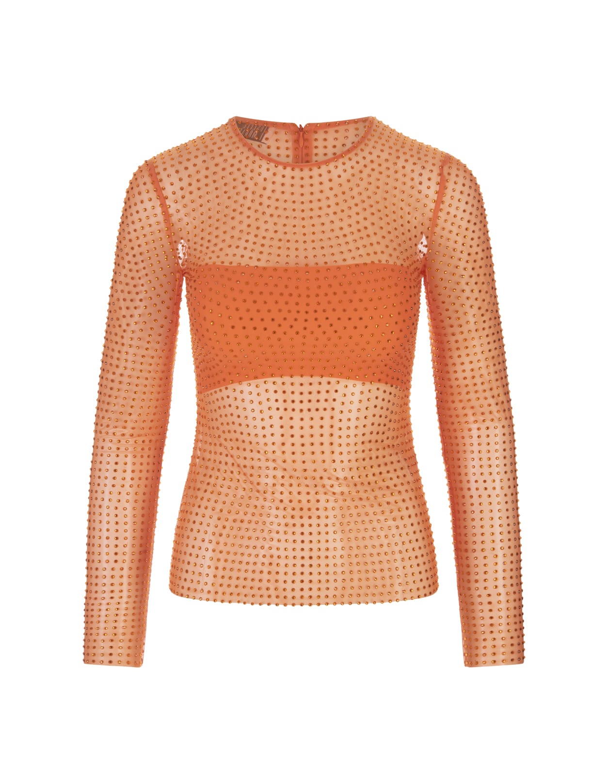 Giuseppe di Morabito Orange Long-sleeved Top With All-over Sequins