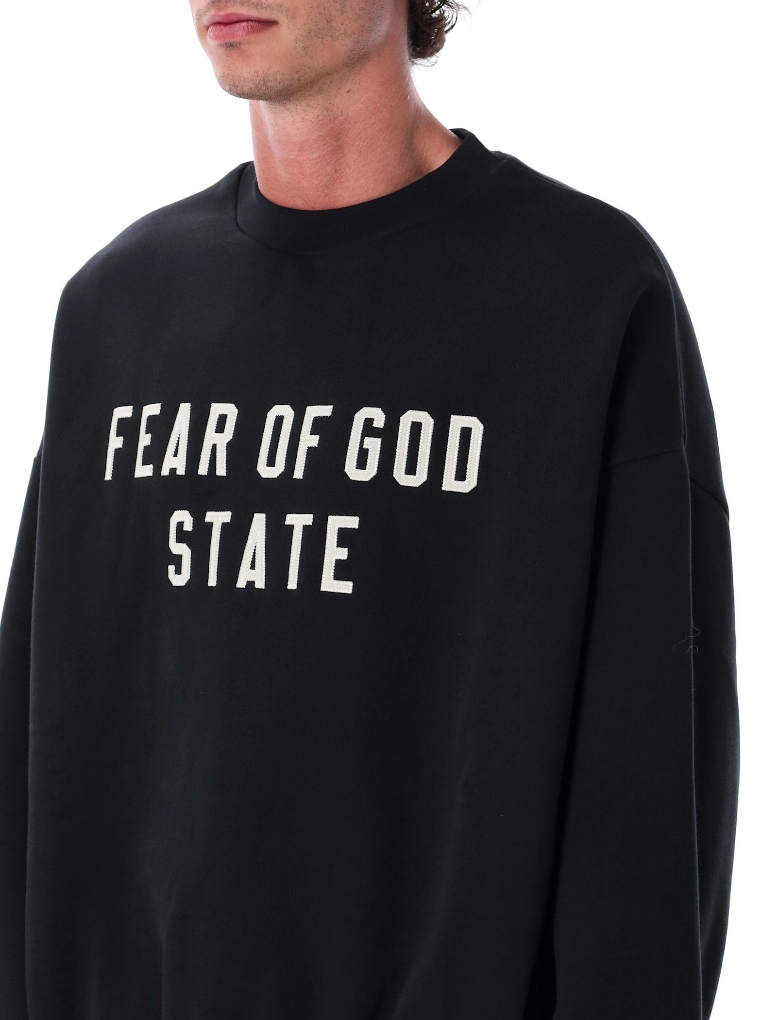 Fear Of God 90's Fit Fleece Crewneck Sweatshirt In Black