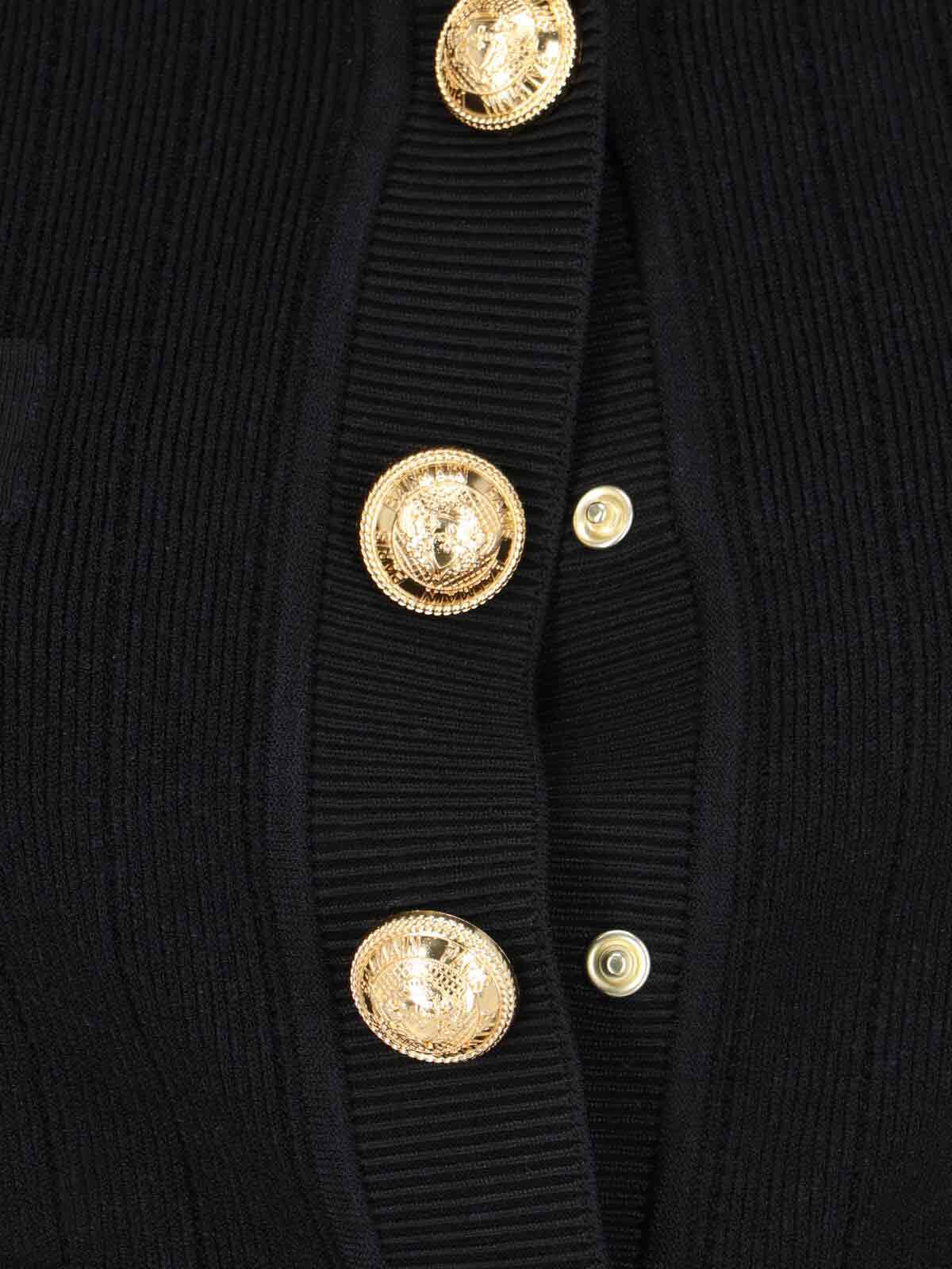 Shop Balmain Cardigan With Decorative Buttons In Black