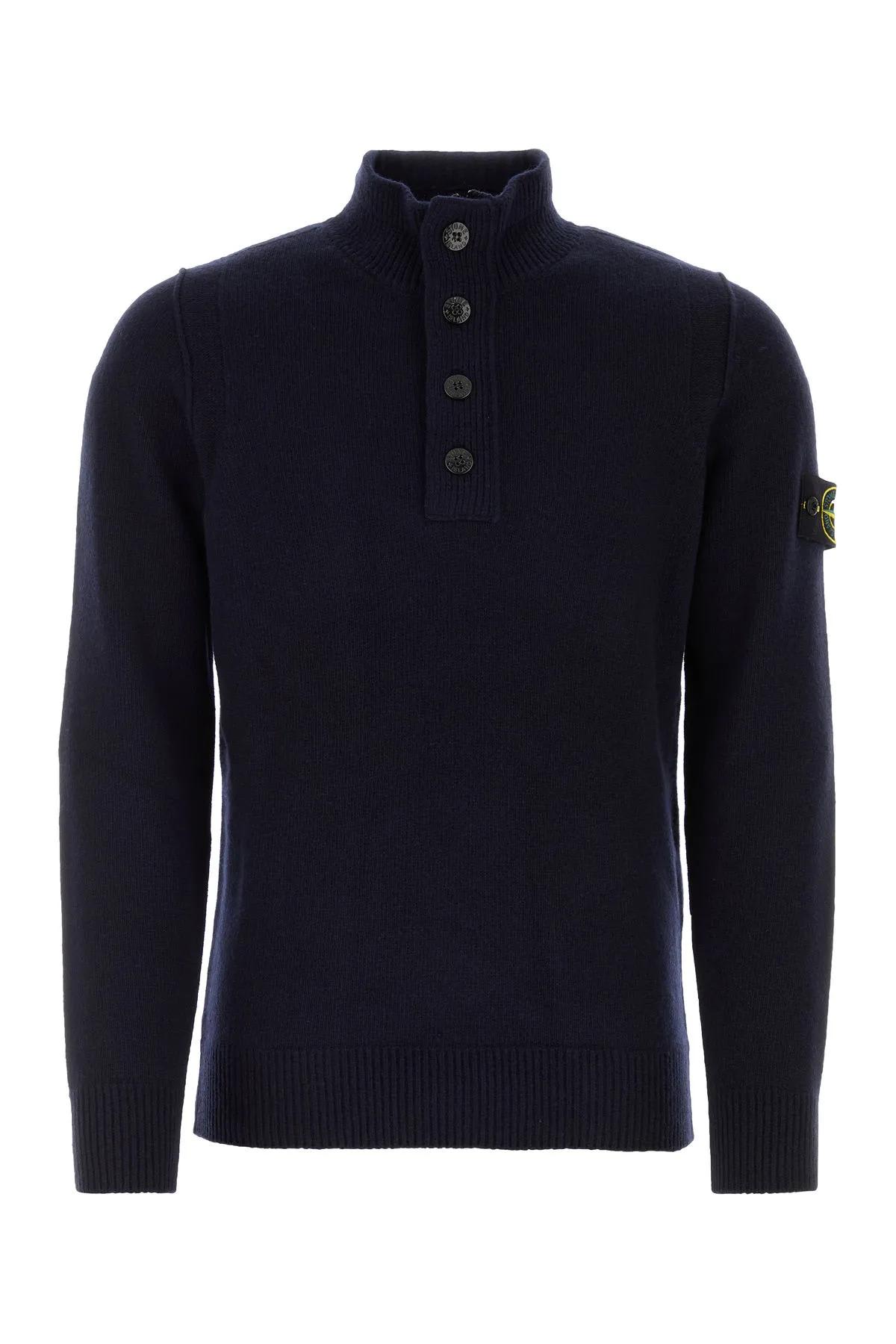 Shop Stone Island Midnight Blue Wool Blend Sweater