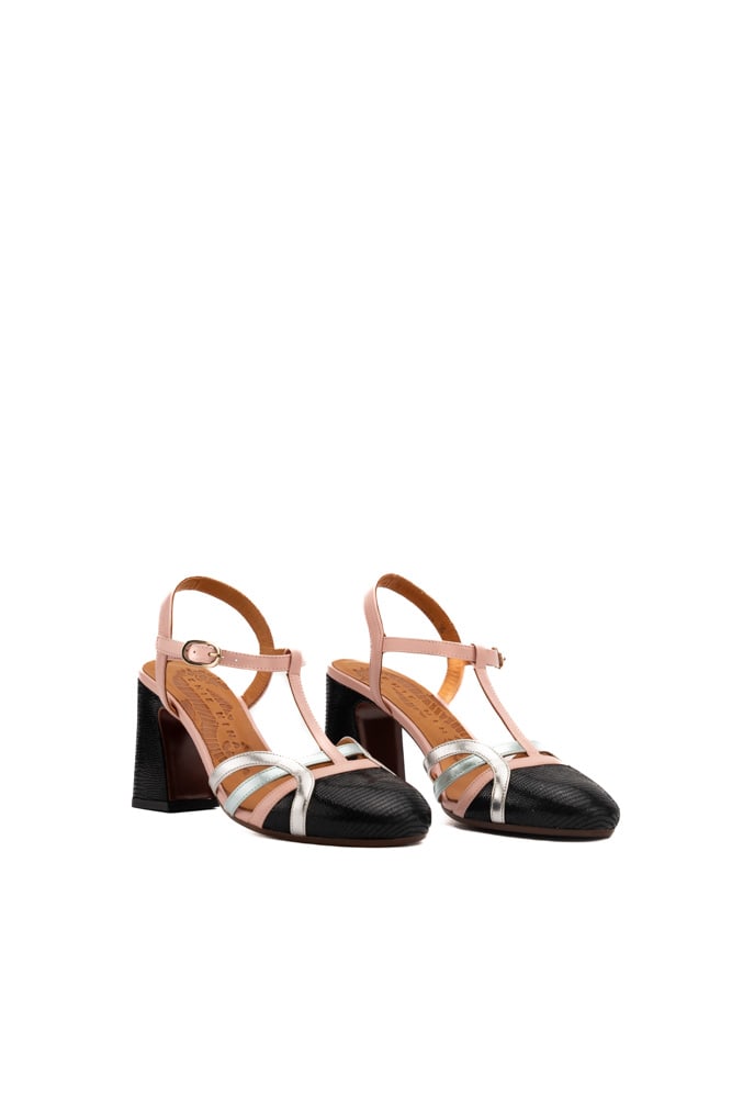 Shop Chie Mihara Mendy Leather Sandals In Negro/pink/acqua
