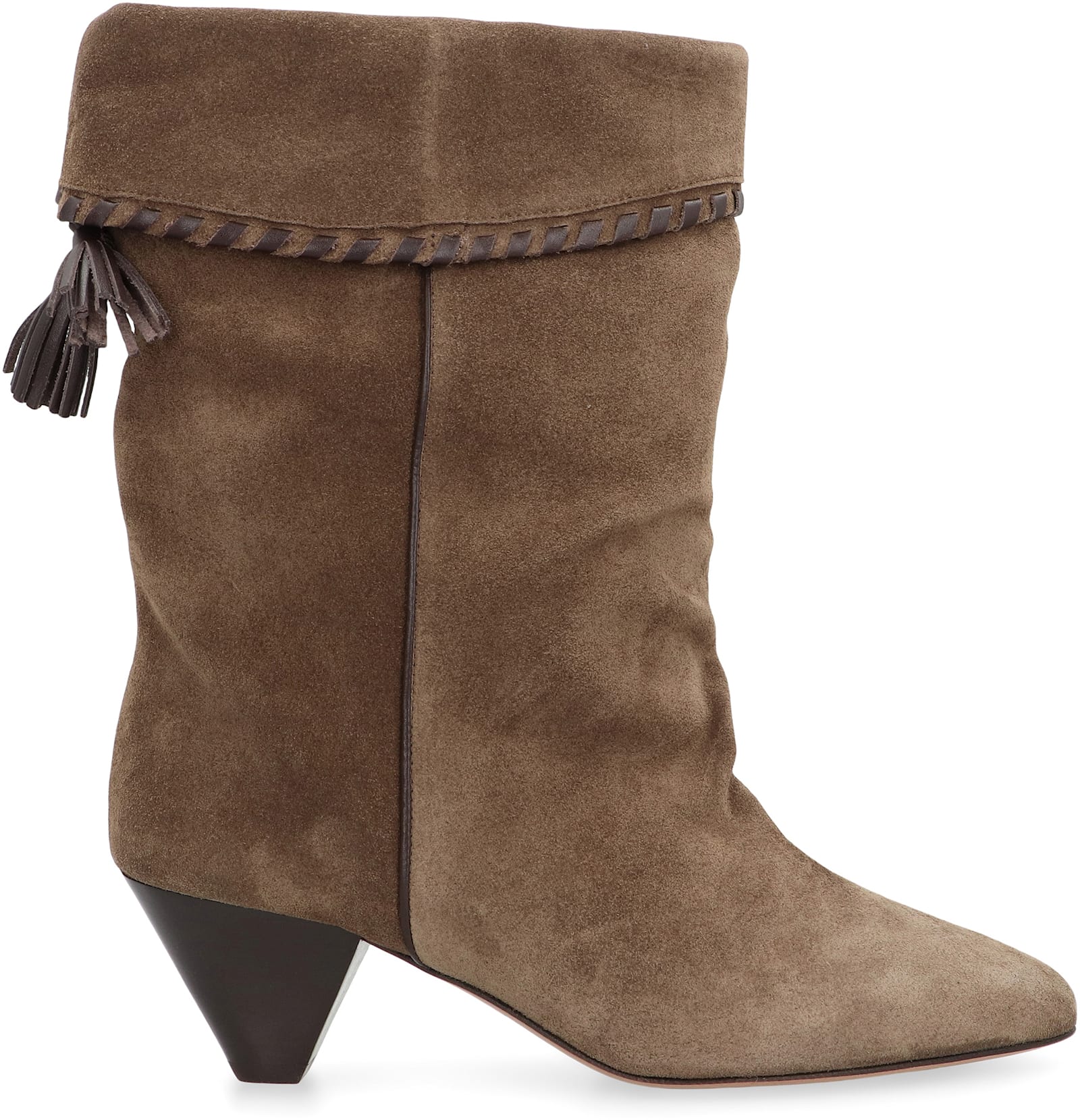 Isabel Marant Suede Ankle Boots Featuring Cone Heel In Brown