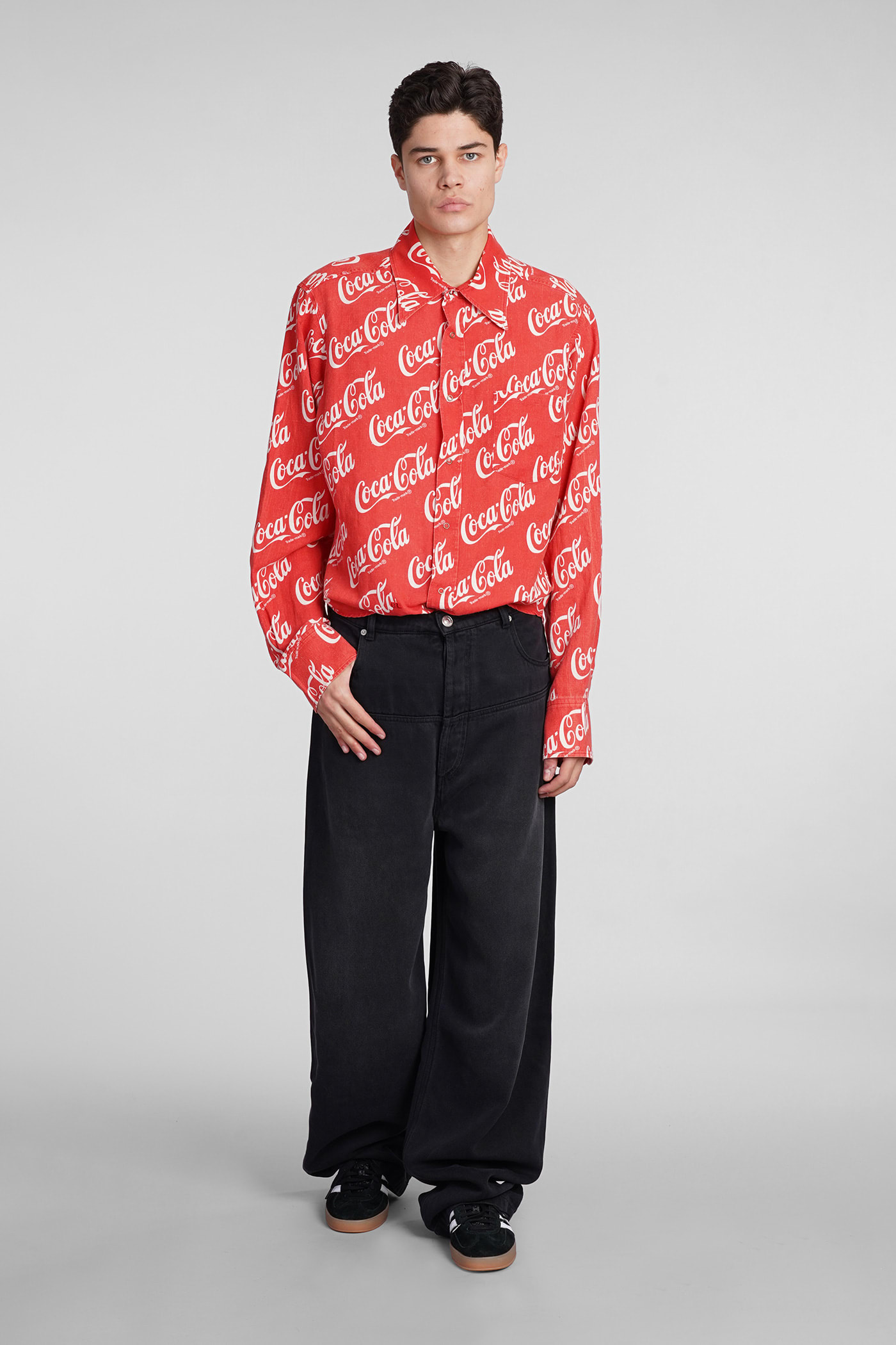 Shop Erl Shirt In Red Cotton