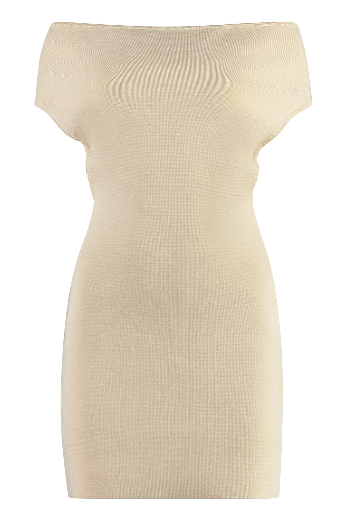 Shop Jacquemus Cubista Knitted Dress In 210 Light Yellow