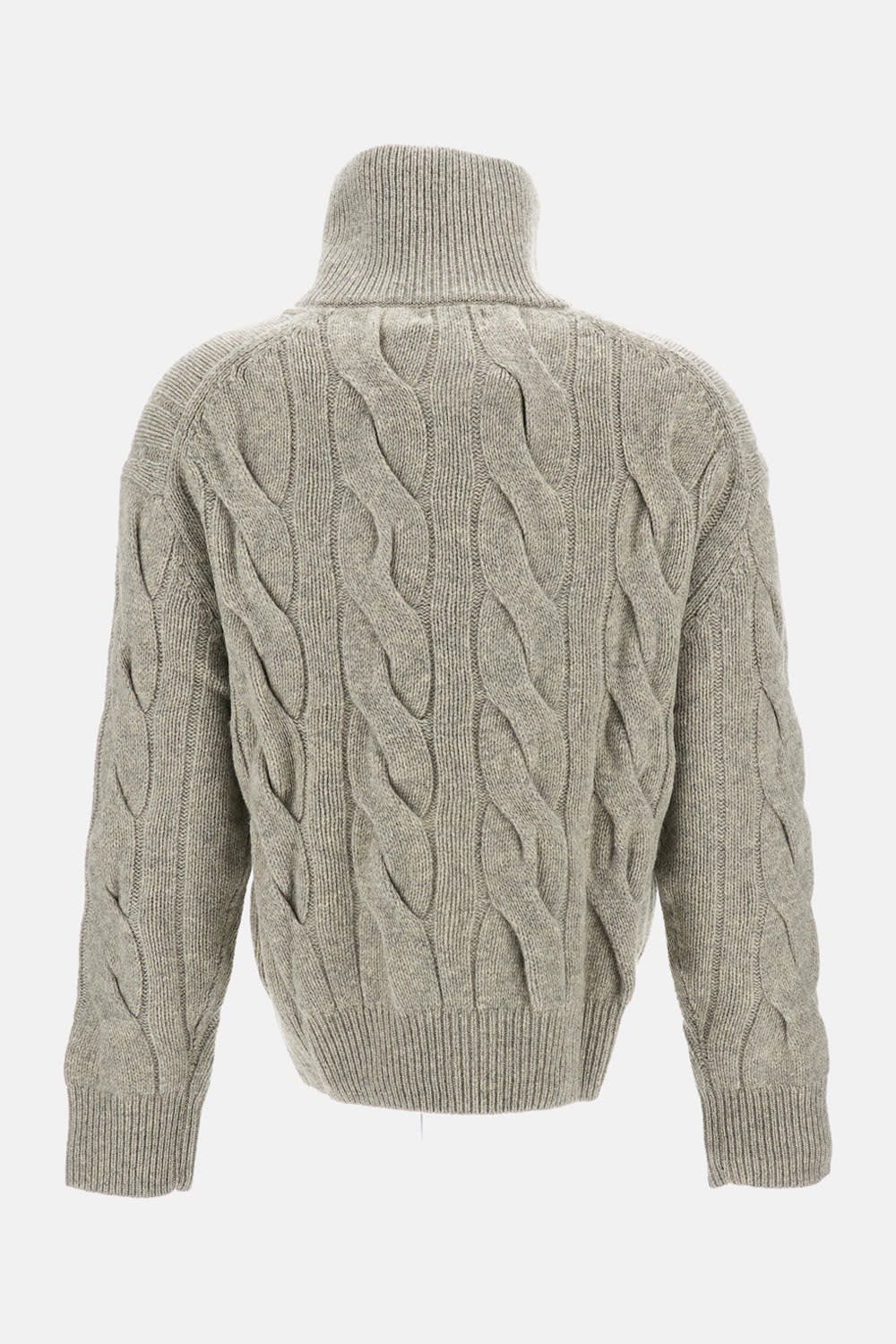 Polo Ralph Lauren Cable-knit Wool-cashmere Cardigan In Gray