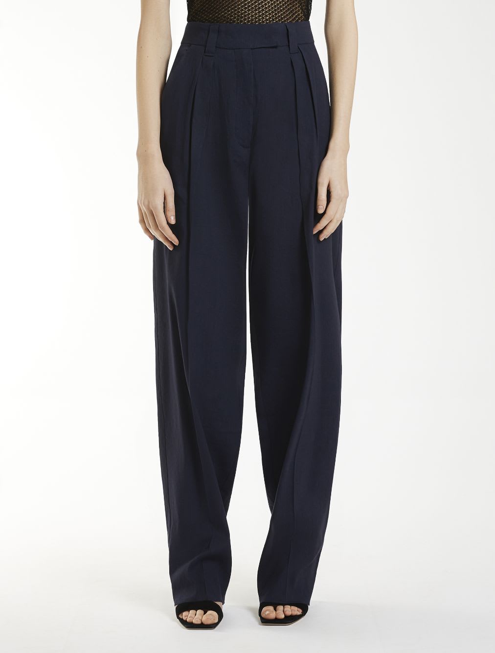Marella Stretch Viscose And Linen Straight Trousers