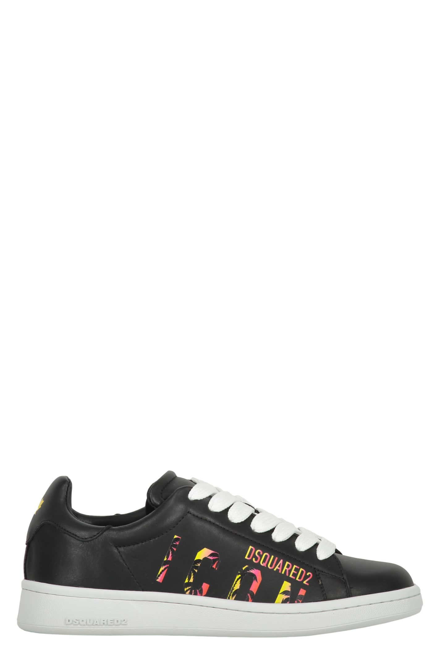 Shop Dsquared2 Leather Low-top Sneakers In Black