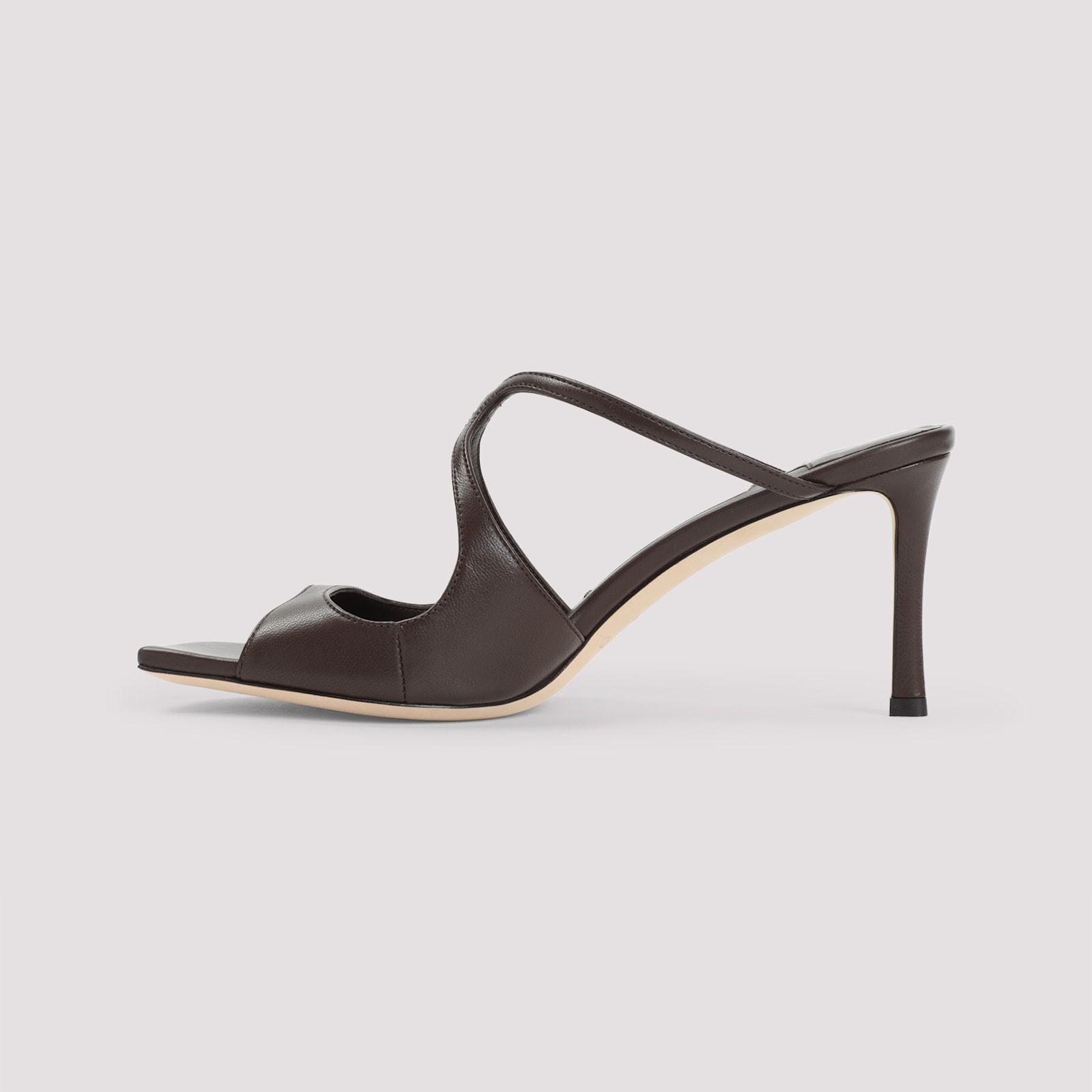Jimmy Choo Peep-toe Brown Sandals With Crisscross Straps And Comfortable Heel In Brown