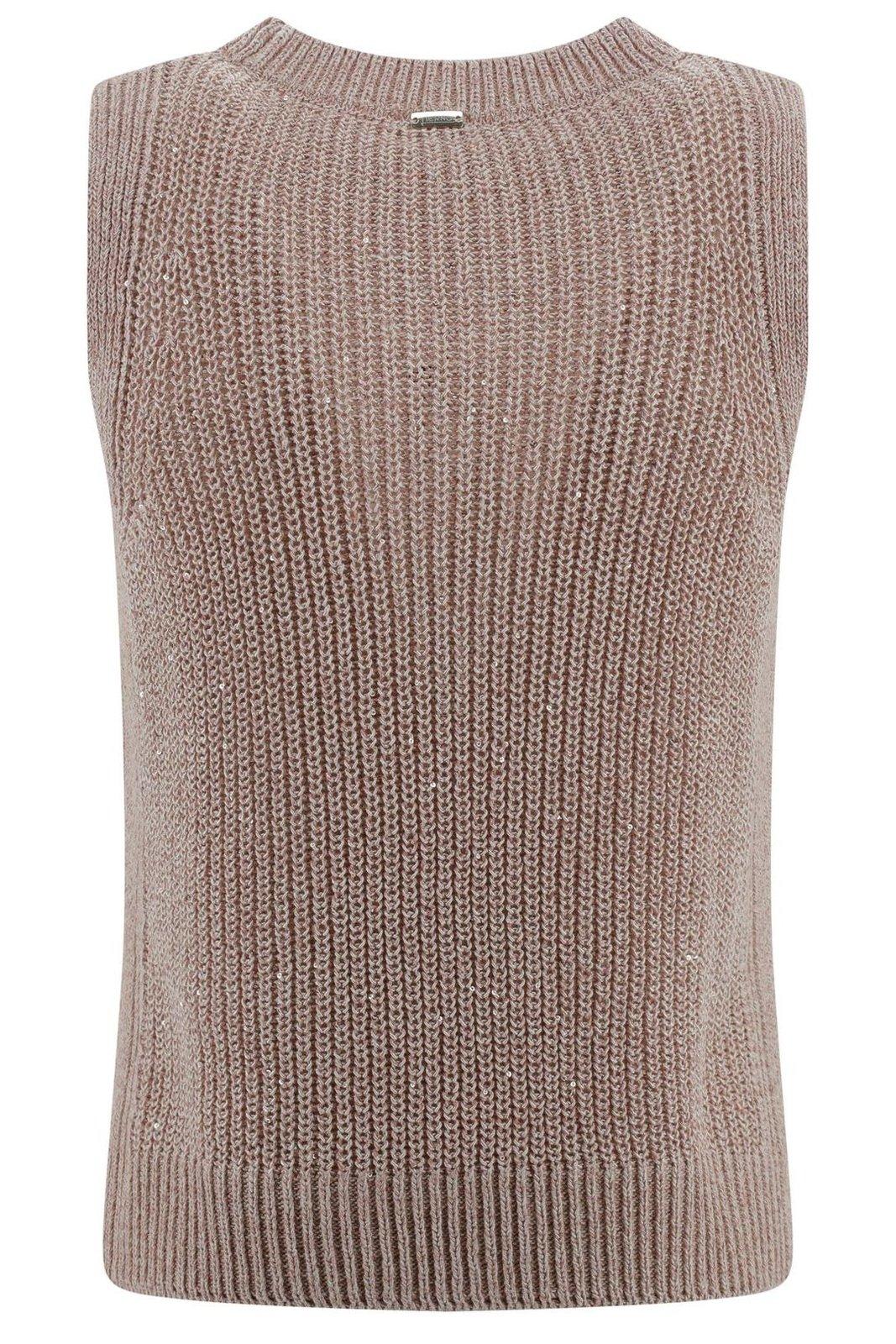 Herno Vest In Glitter Knit In Pink