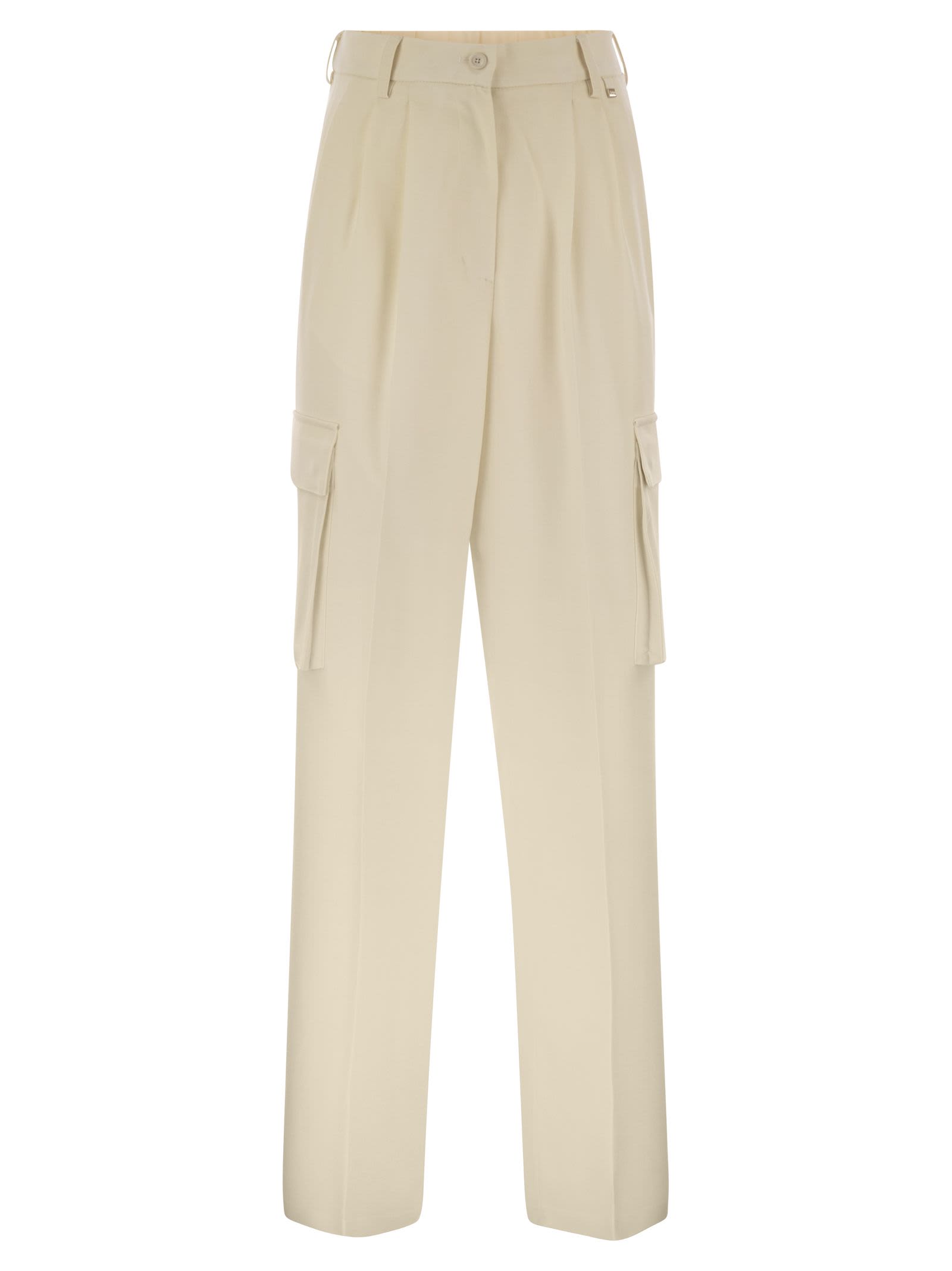 Herno Cargo Trousers In Wool And Viscose Blend In Neutral